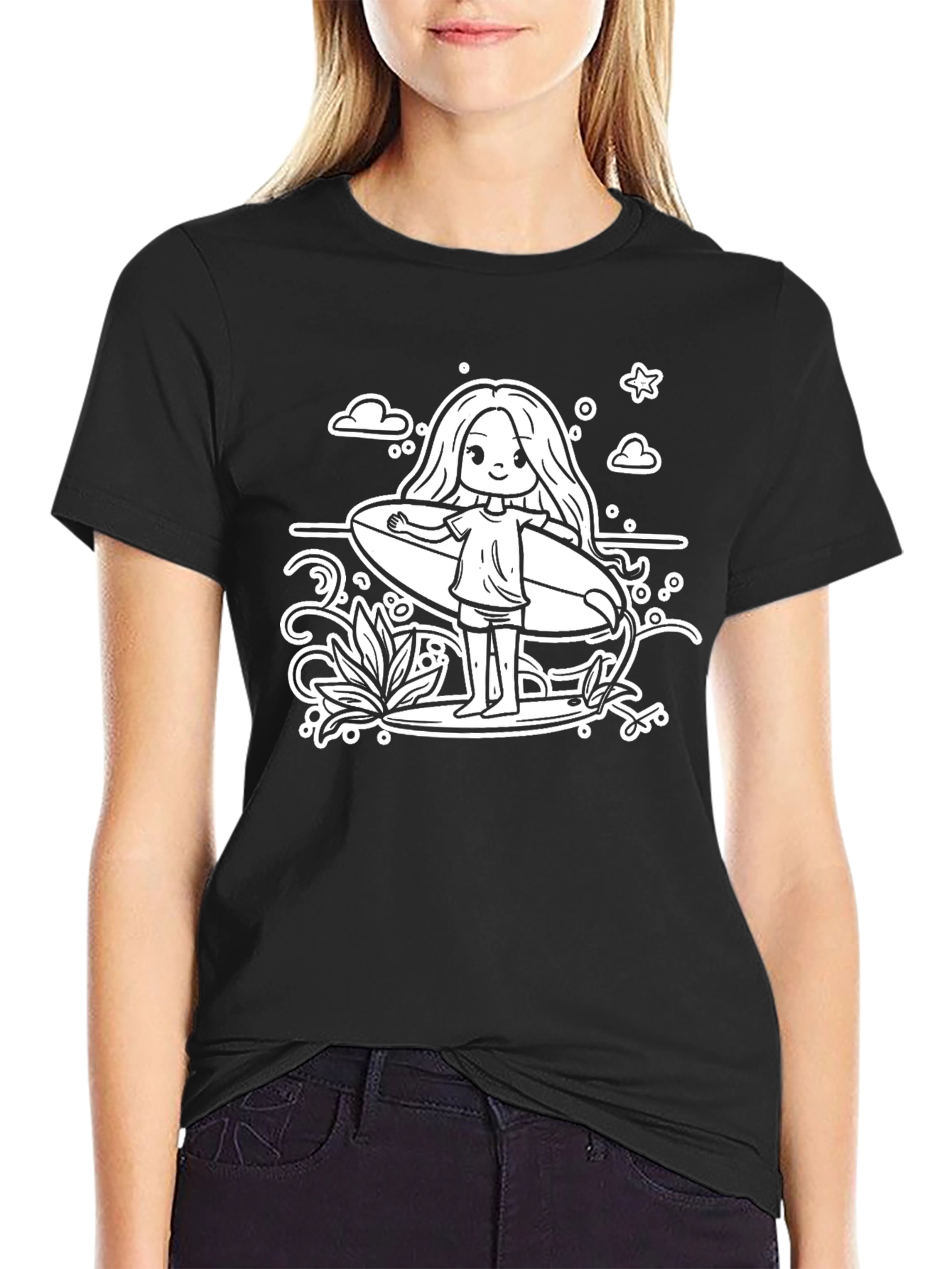 Surfer Girl Graphic Tee - Relaxed Style