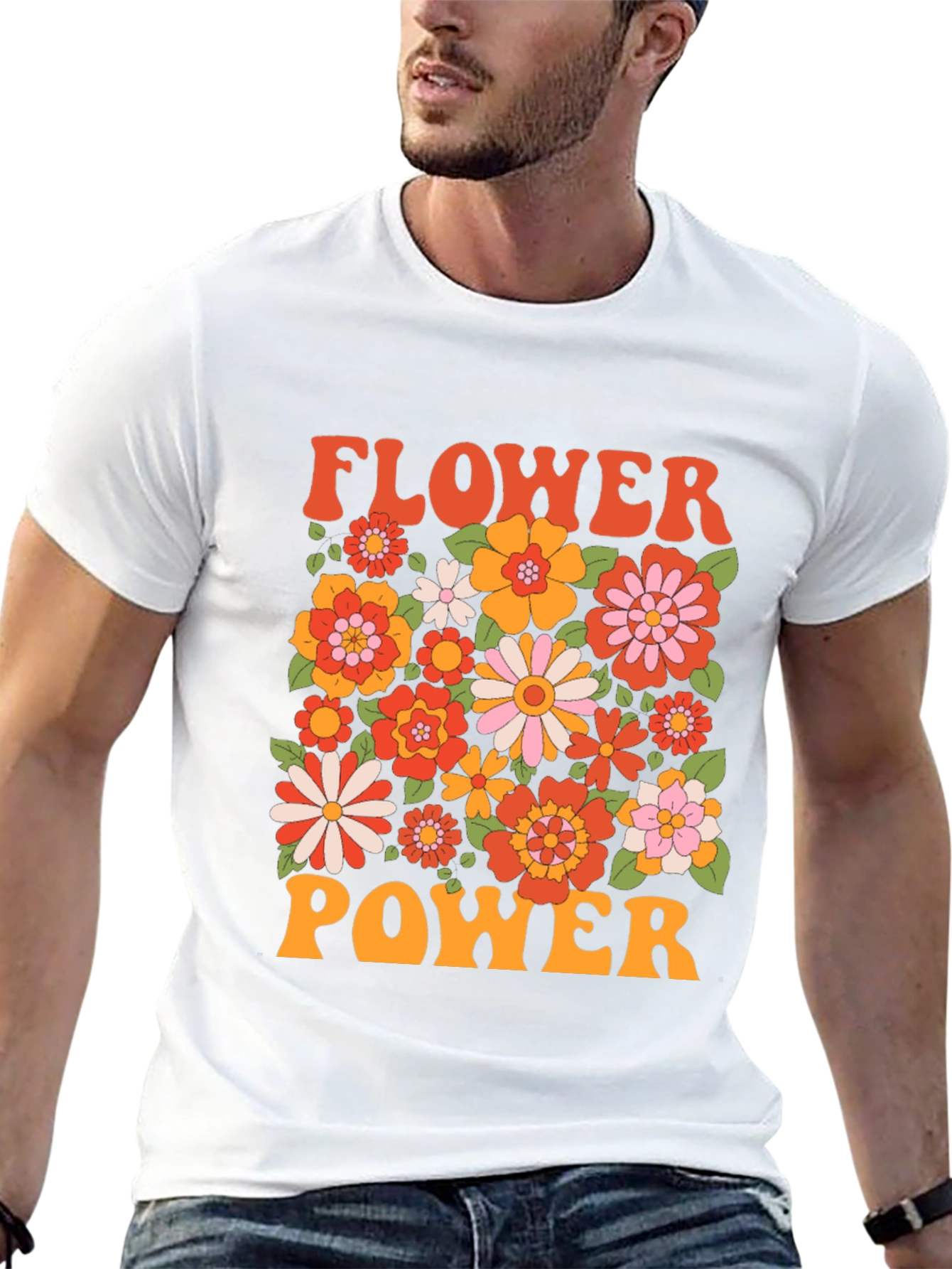 Retro Flower Power Graphic T-Shirt