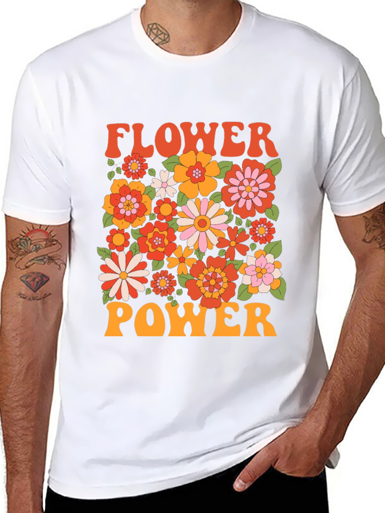 Retro Flower Power Graphic T-Shirt