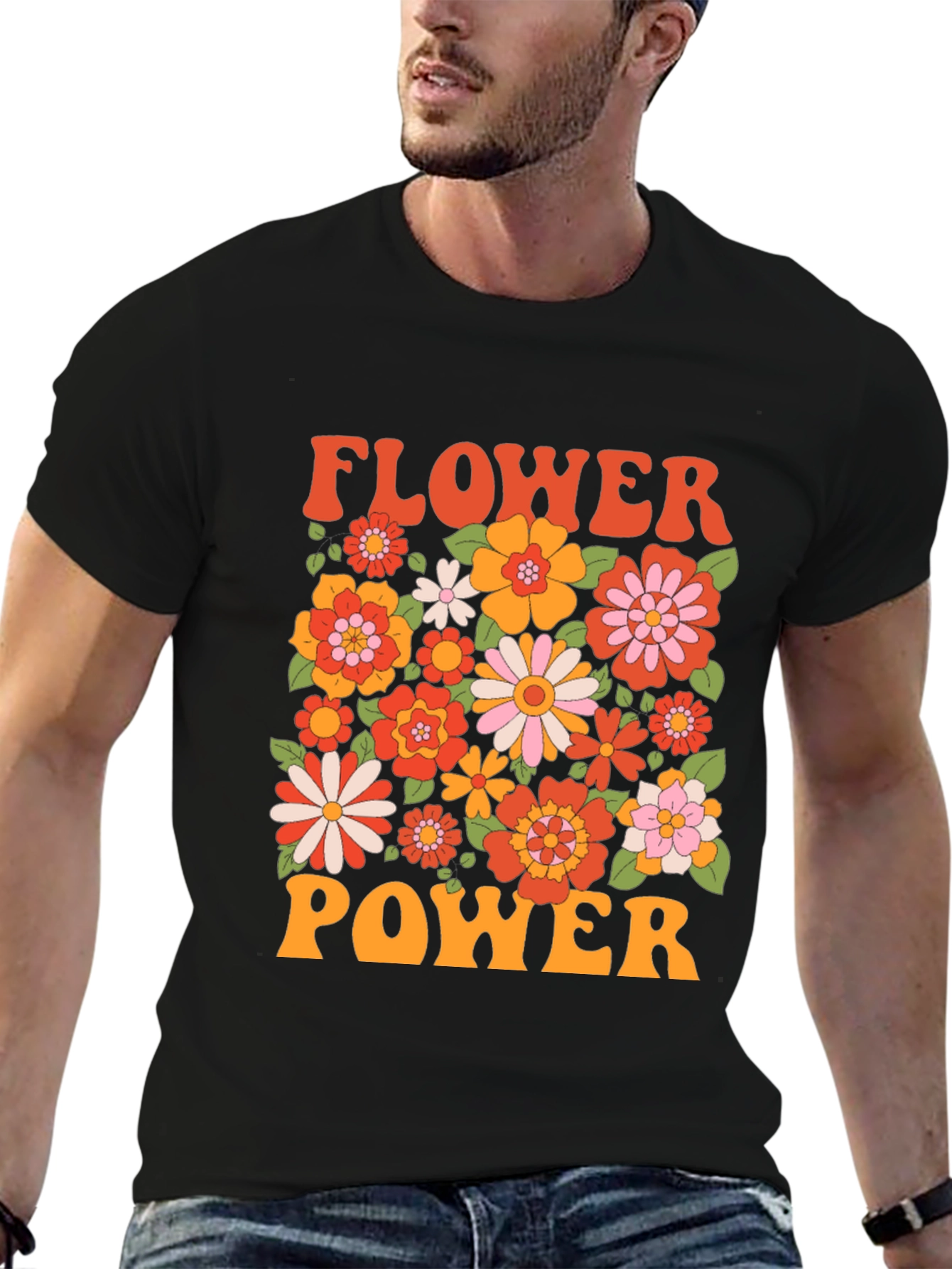 Retro Flower Power Graphic T-Shirt