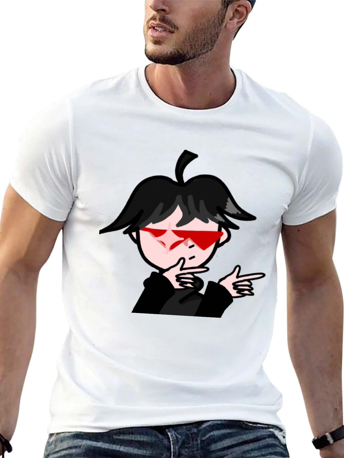 Cool Anime Boy Graphic Black T-Shirt