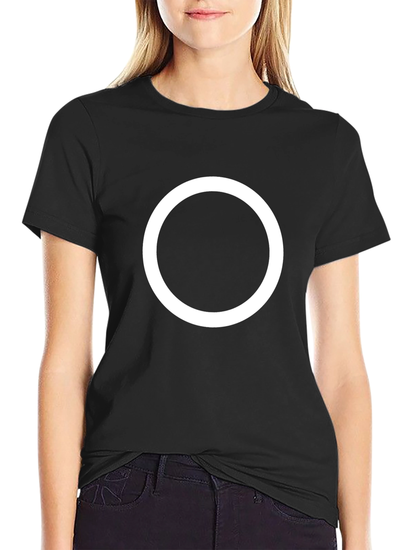 Black T-Shirt with White Circle Design