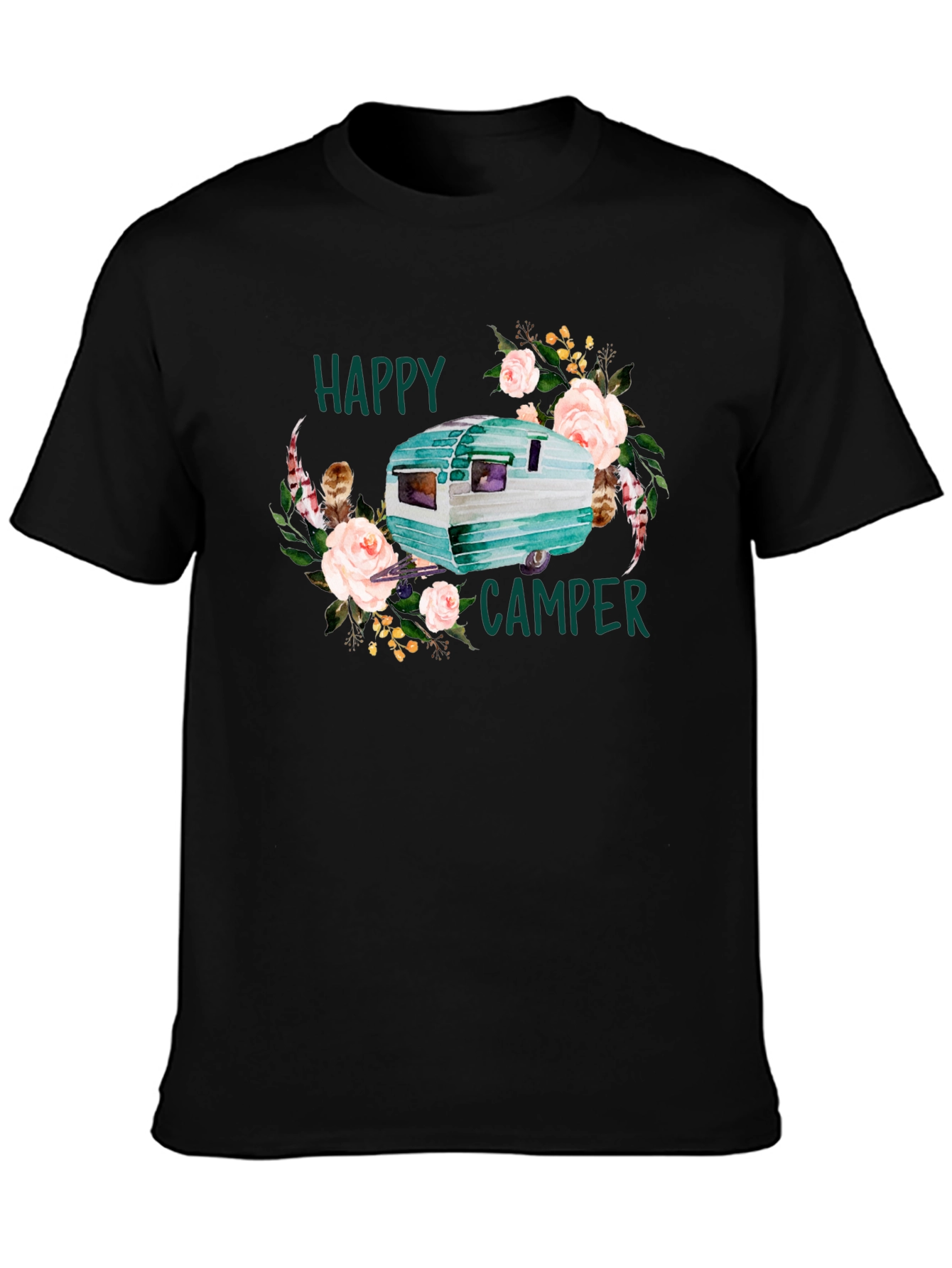 Happy Camper Floral Graphic T-Shirt
