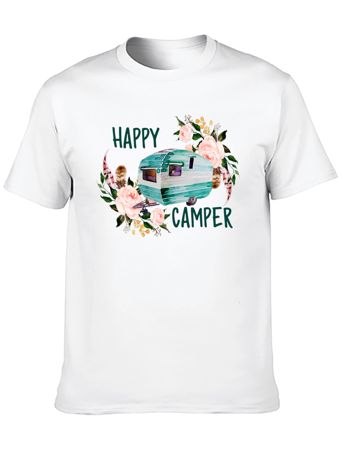 Happy Camper Floral Graphic T-Shirt