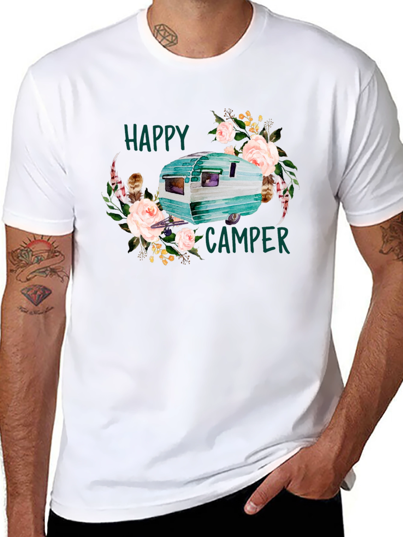 Happy Camper Floral Graphic T-Shirt