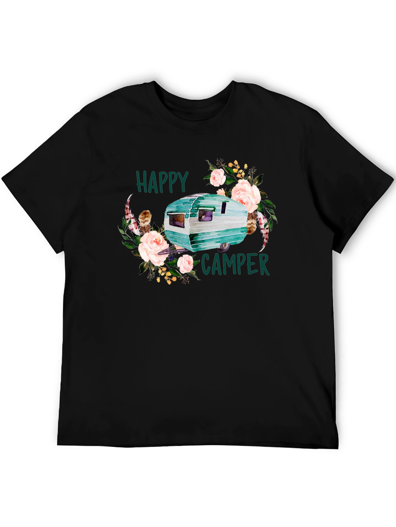 Happy Camper Floral Graphic T-Shirt