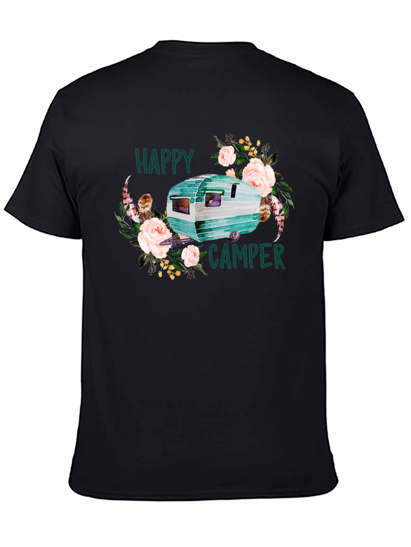 Happy Camper Floral Graphic T-Shirt