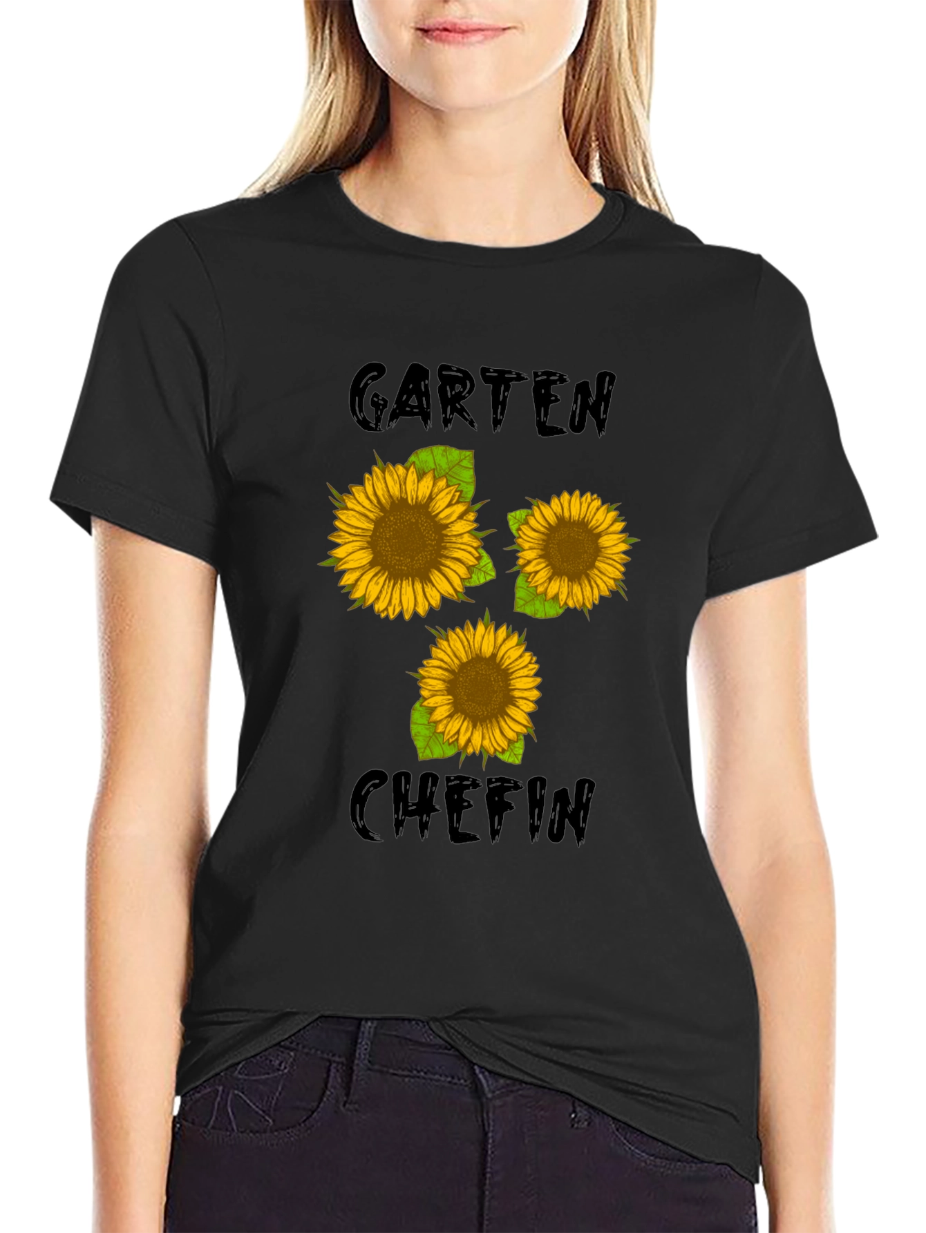 Garten Chefin Sunflower Graphic Tee - Black