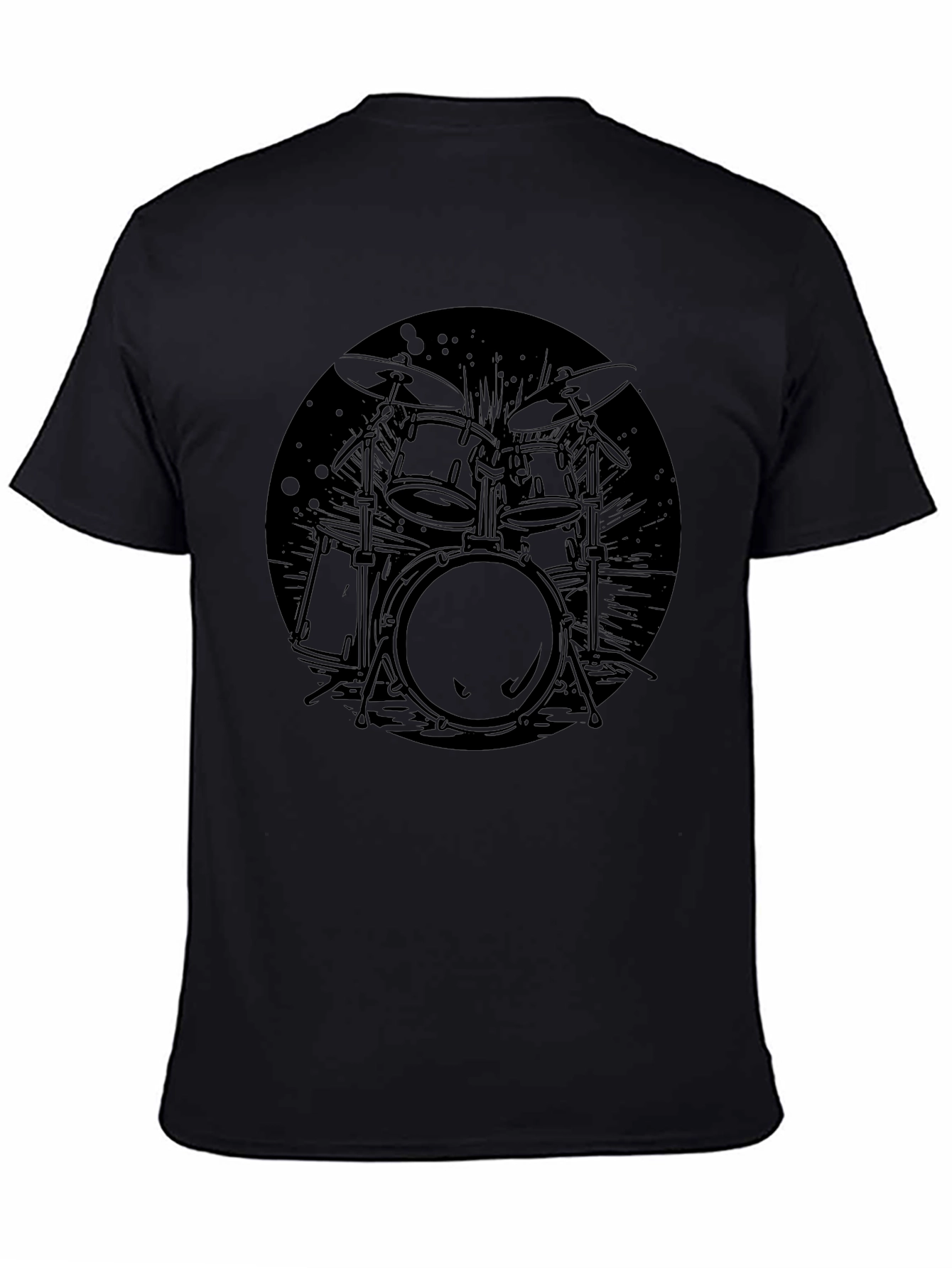 Black Drum Kit Graphic Tee - Music Lover T-Shirt