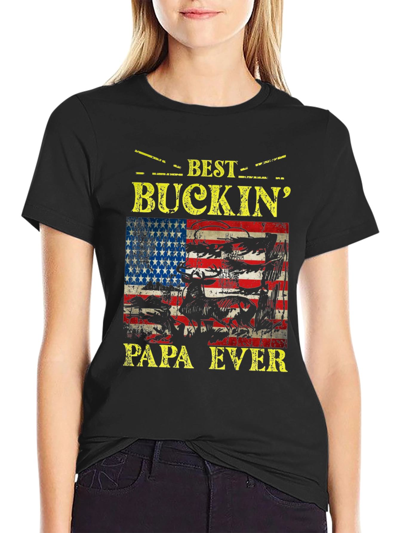 Best Buckin Papa Ever Graphic T-Shirt