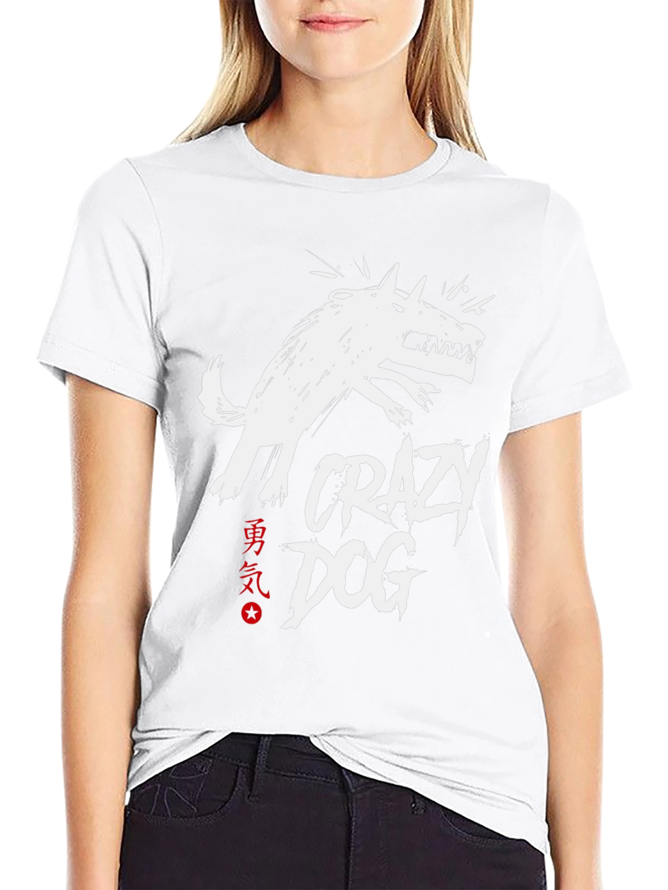 Crazy Dog Graphic Tee - Black Cotton T-Shirt