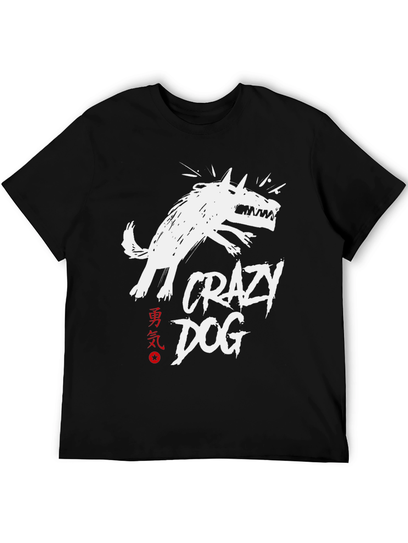 Crazy Dog Graphic Tee - Black Cotton T-Shirt