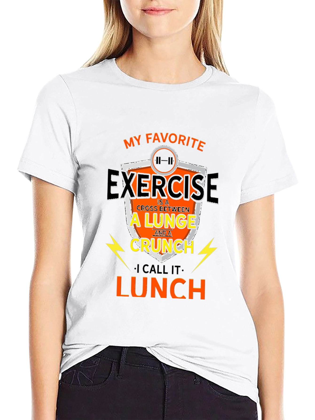 Funny Exercise Lunge Crunch Lunch Gym Workout T-Shirt