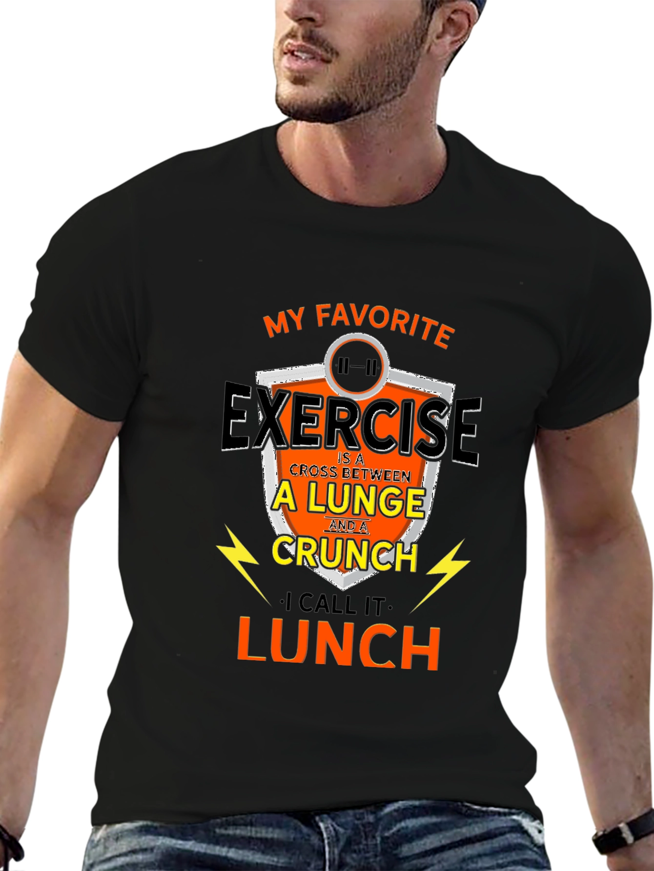 Funny Exercise Lunge Crunch Lunch Gym Workout T-Shirt