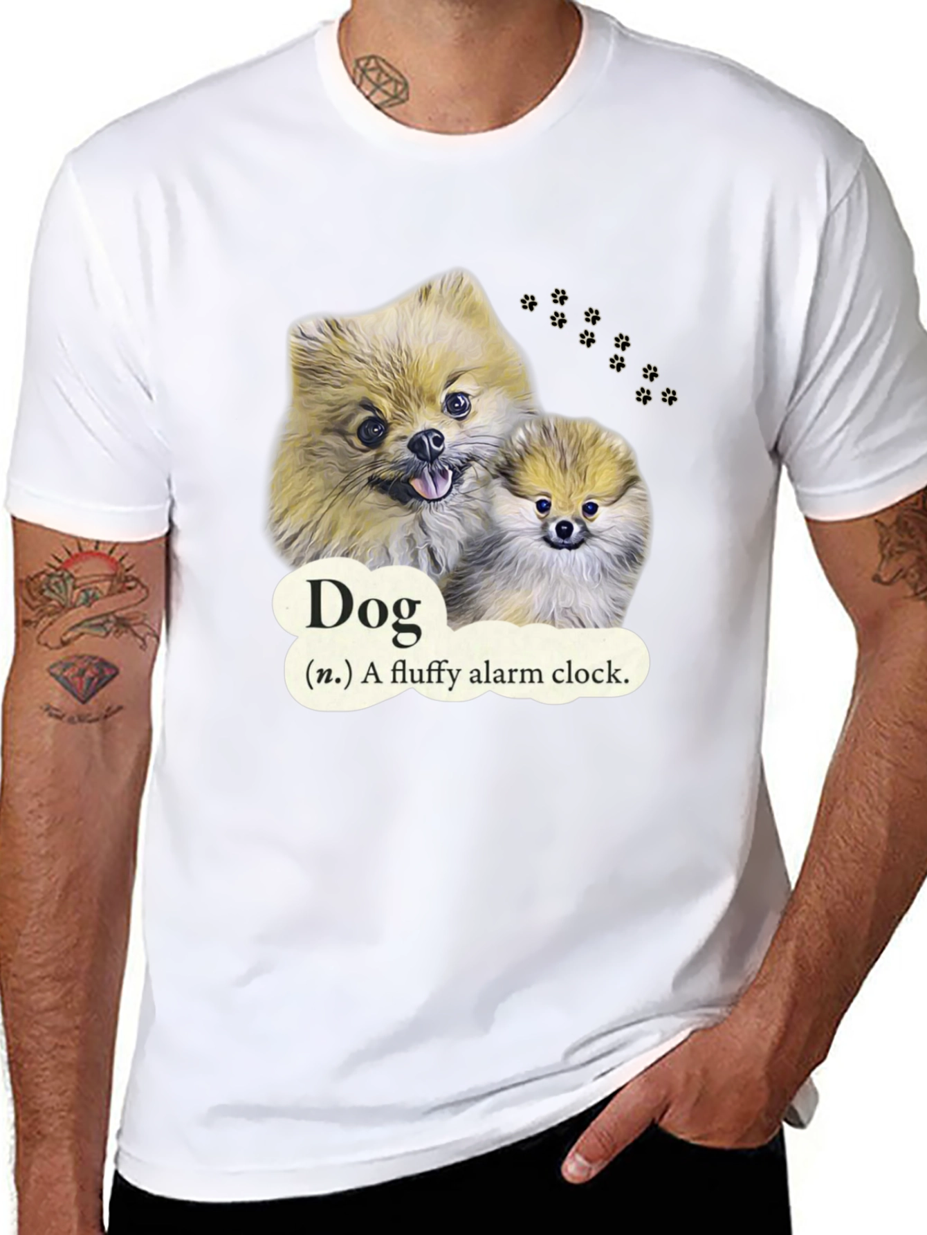 Dog Fluffy Alarm Clock Black T-Shirt