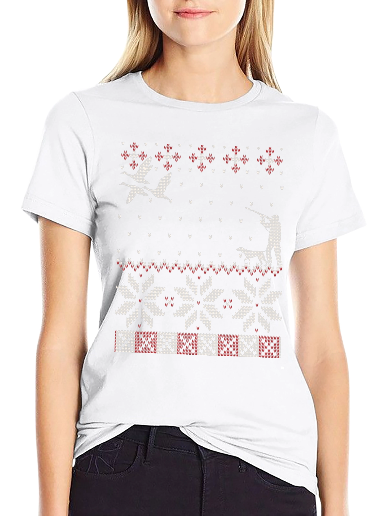 Ugly Christmas Sweater Style Hunting T-Shirt