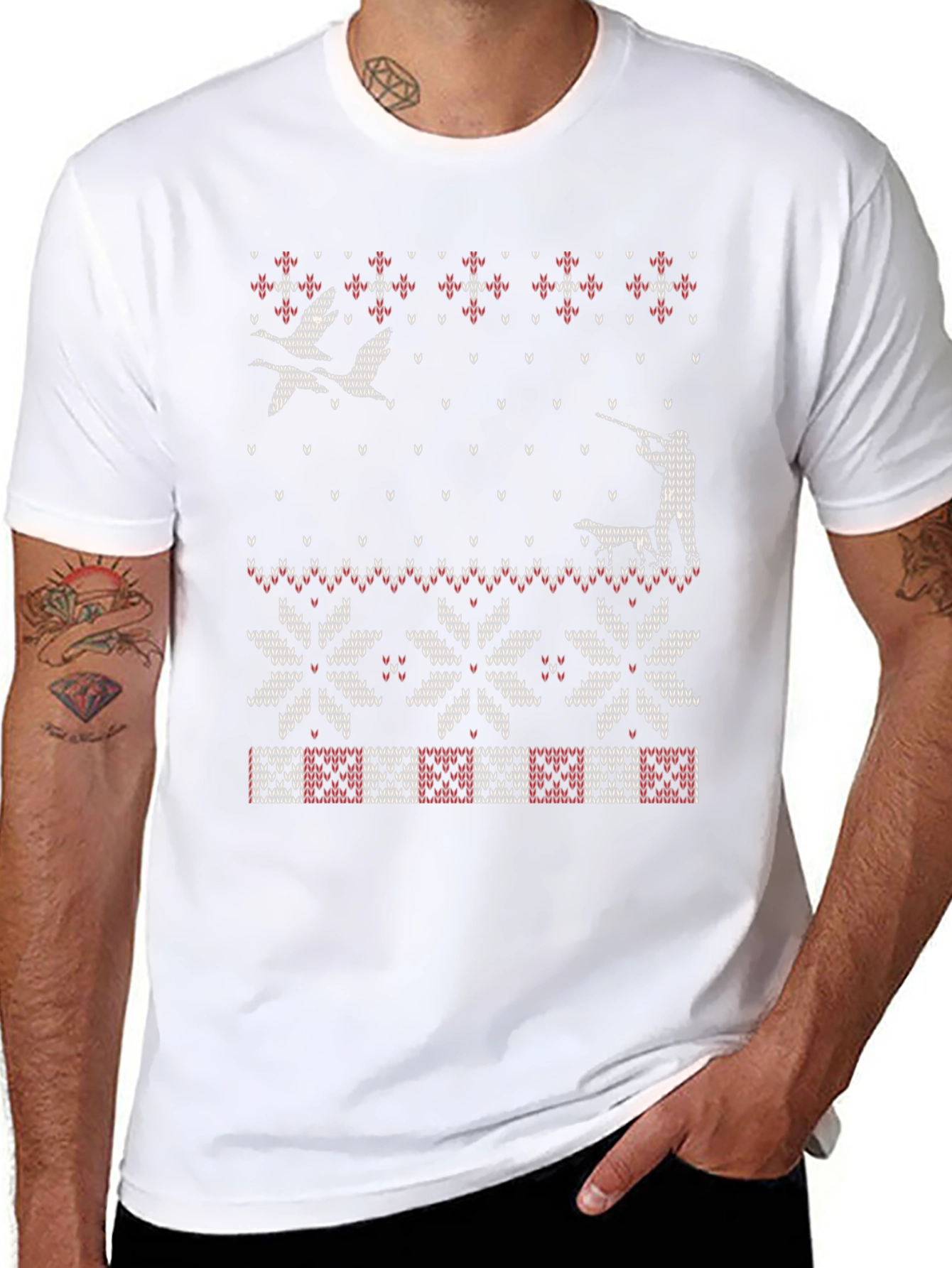 Ugly Christmas Sweater Style Hunting T-Shirt