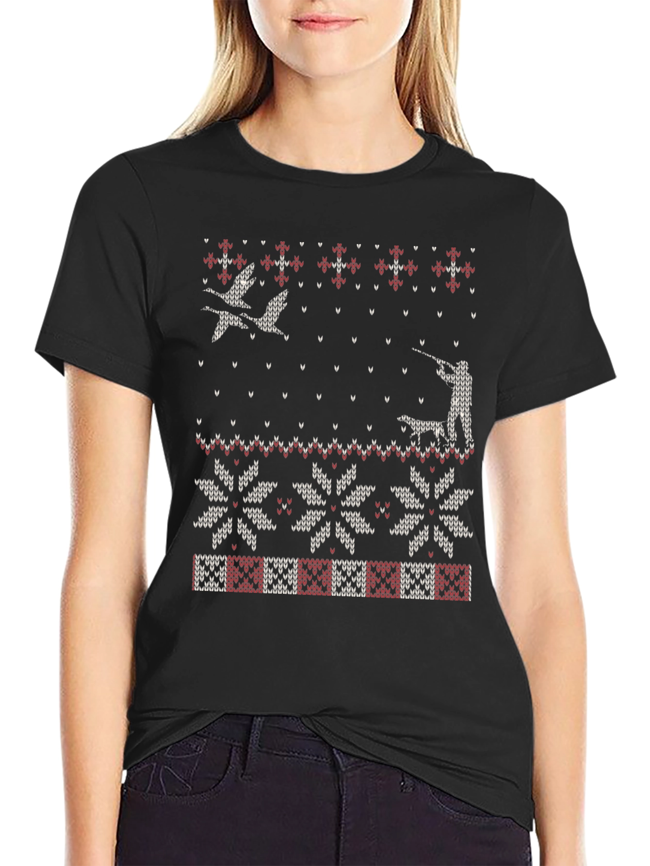 Ugly Christmas Sweater Style Hunting T-Shirt