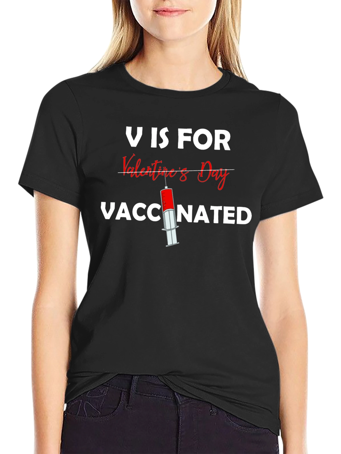 V is for Vaccinated Valentines Day T-Shirt