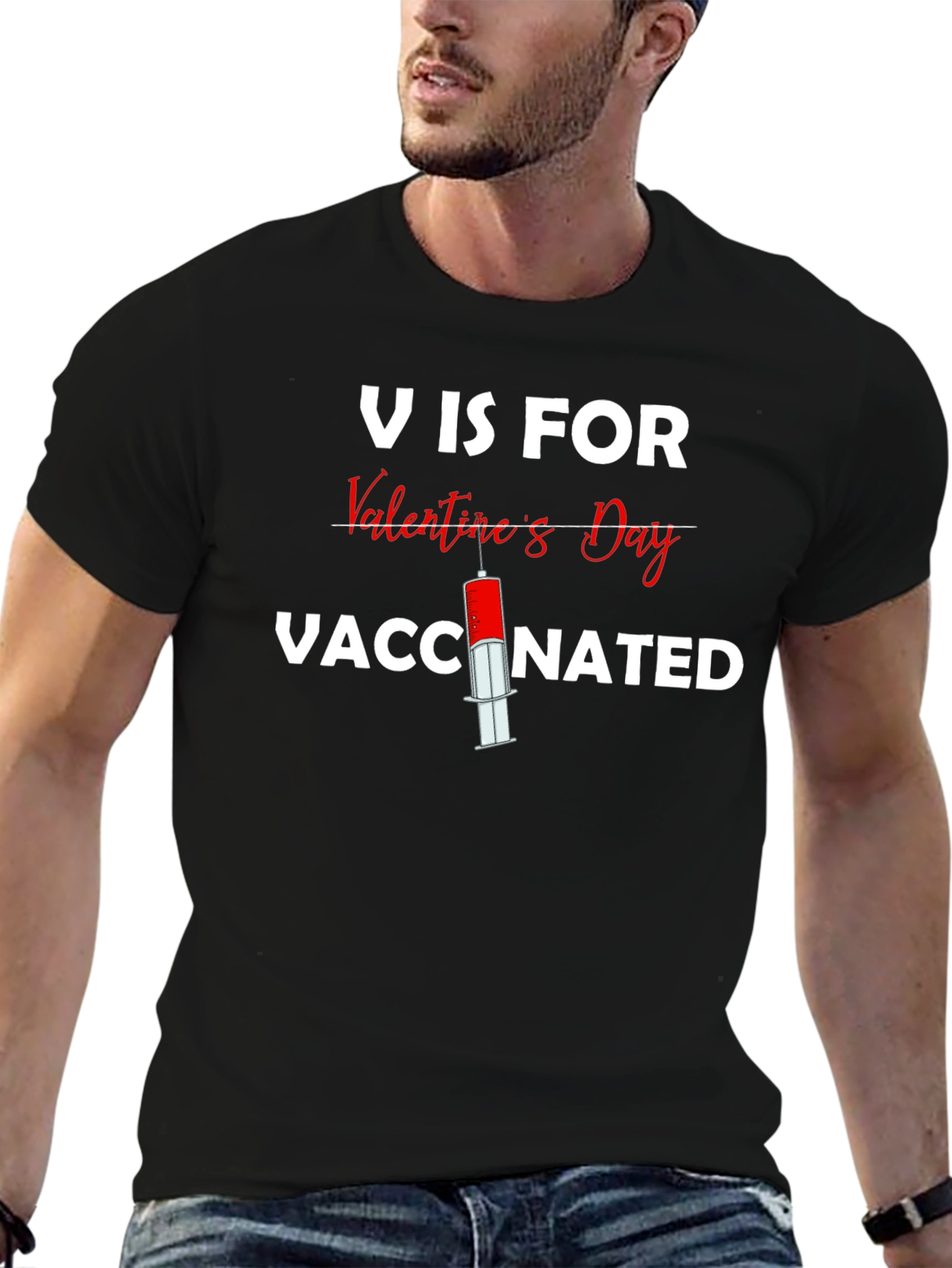 V is for Vaccinated Valentines Day T-Shirt
