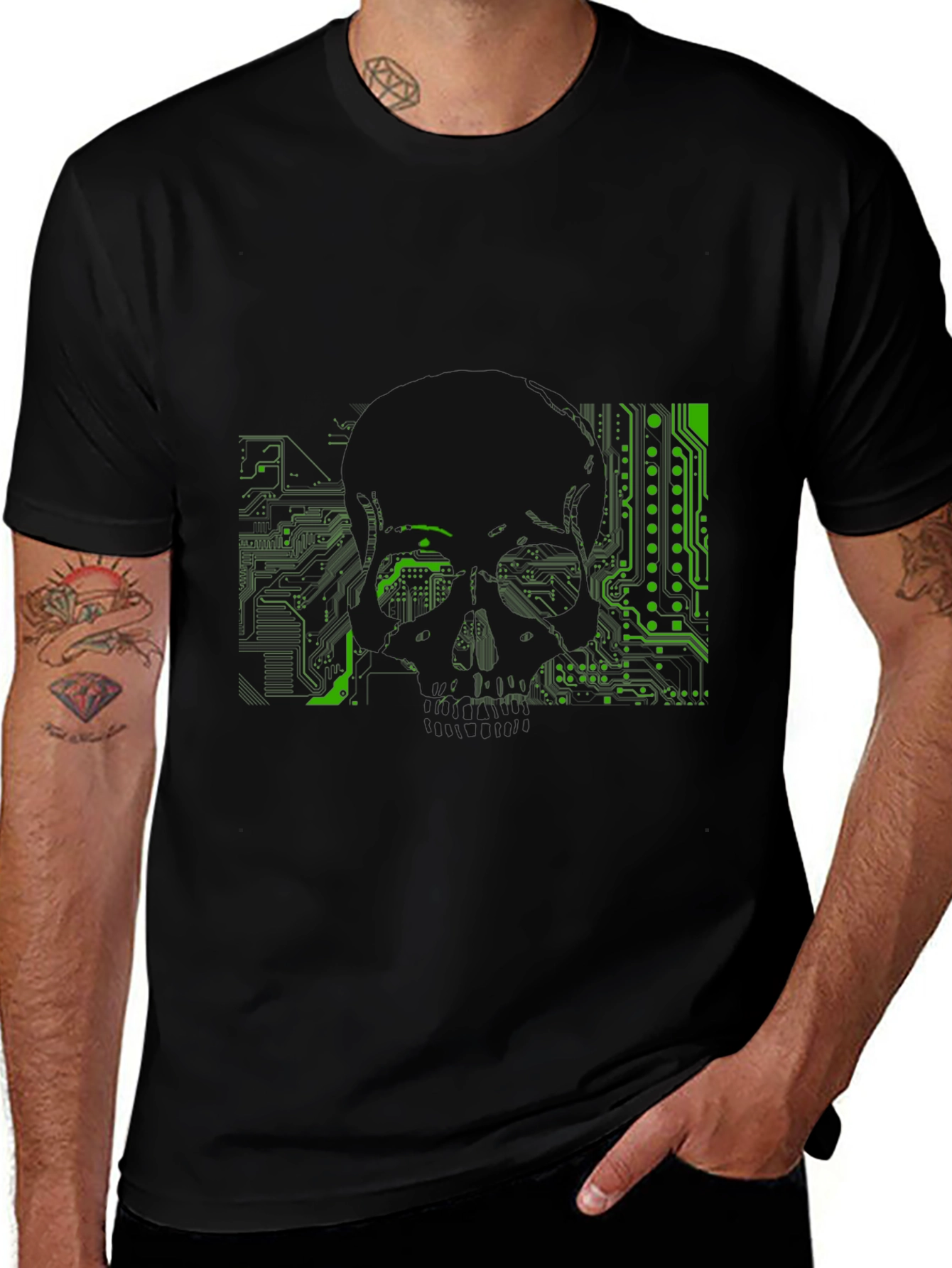 Circuit Board Skull Graphic Tee