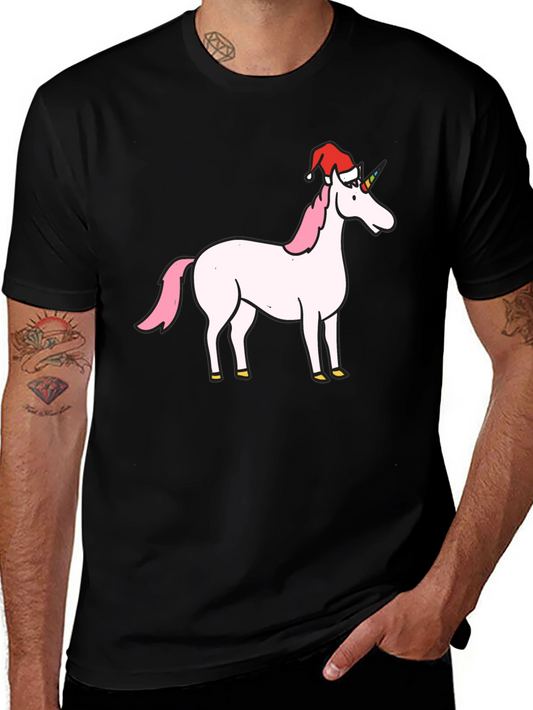 Festive Unicorn T-Shirt - Black Cotton Blend