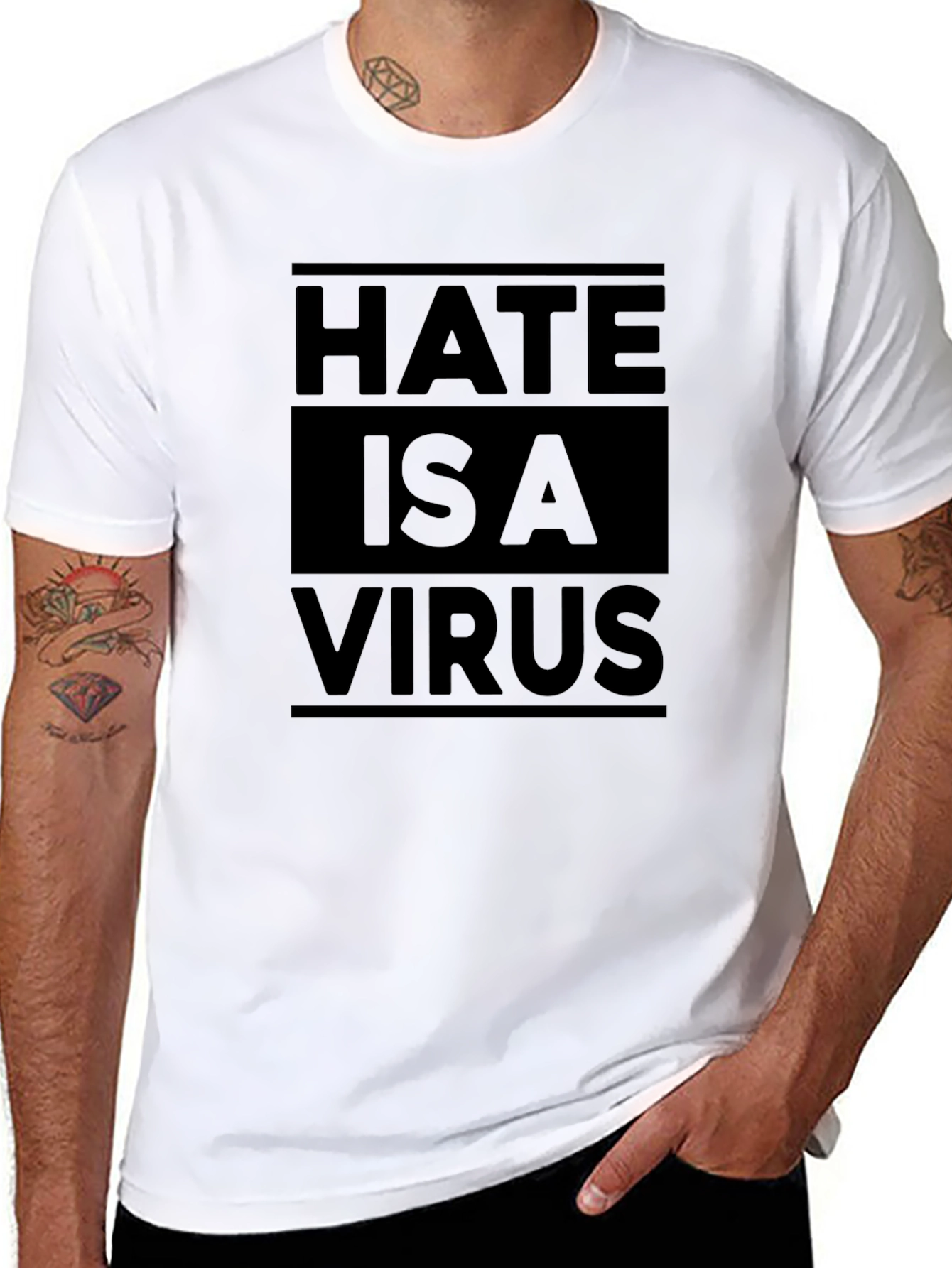 Hate is a Virus Graphic T-Shirt - Black