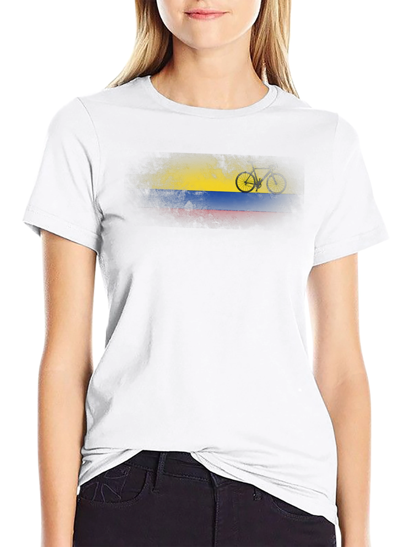 Colombia Flag Bicycle Graphic T-Shirt