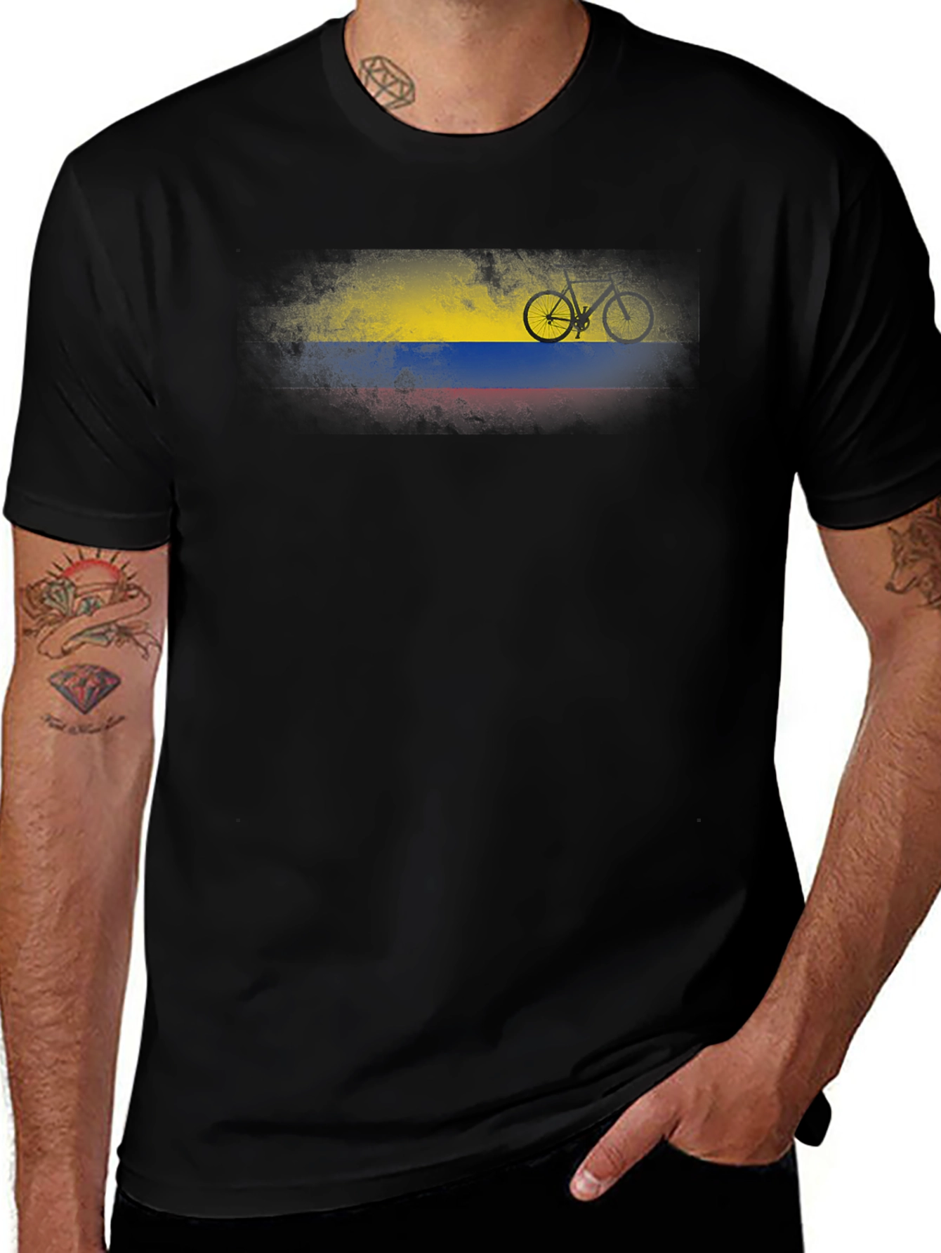 Colombia Flag Bicycle Graphic T-Shirt