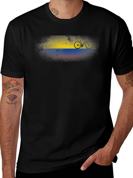 Colombia Flag Bicycle Graphic T-Shirt