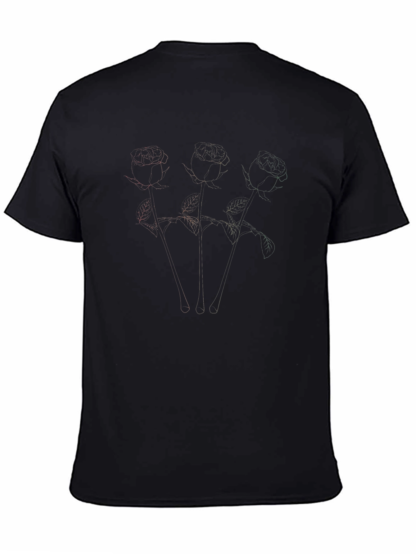 Abstract Floral Outline Black T-Shirt