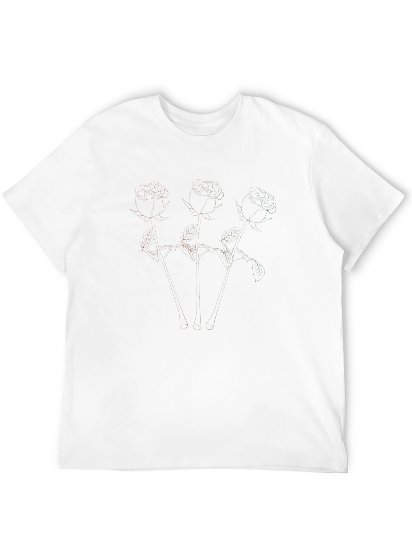 Abstract Floral Outline Black T-Shirt