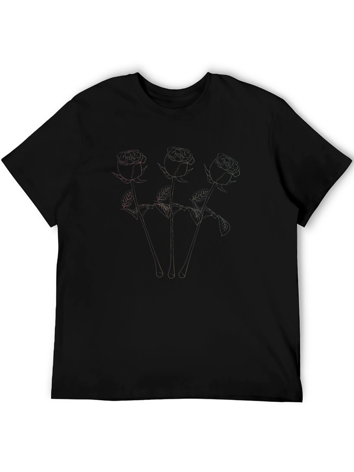Abstract Floral Outline Black T-Shirt