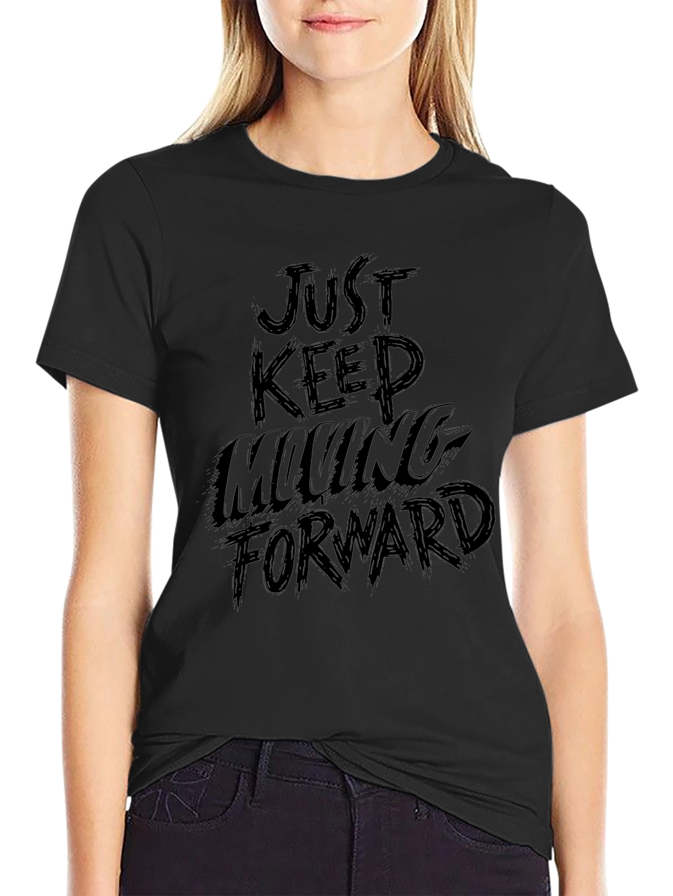 Just Keep Moving Forward Black T-Shirt