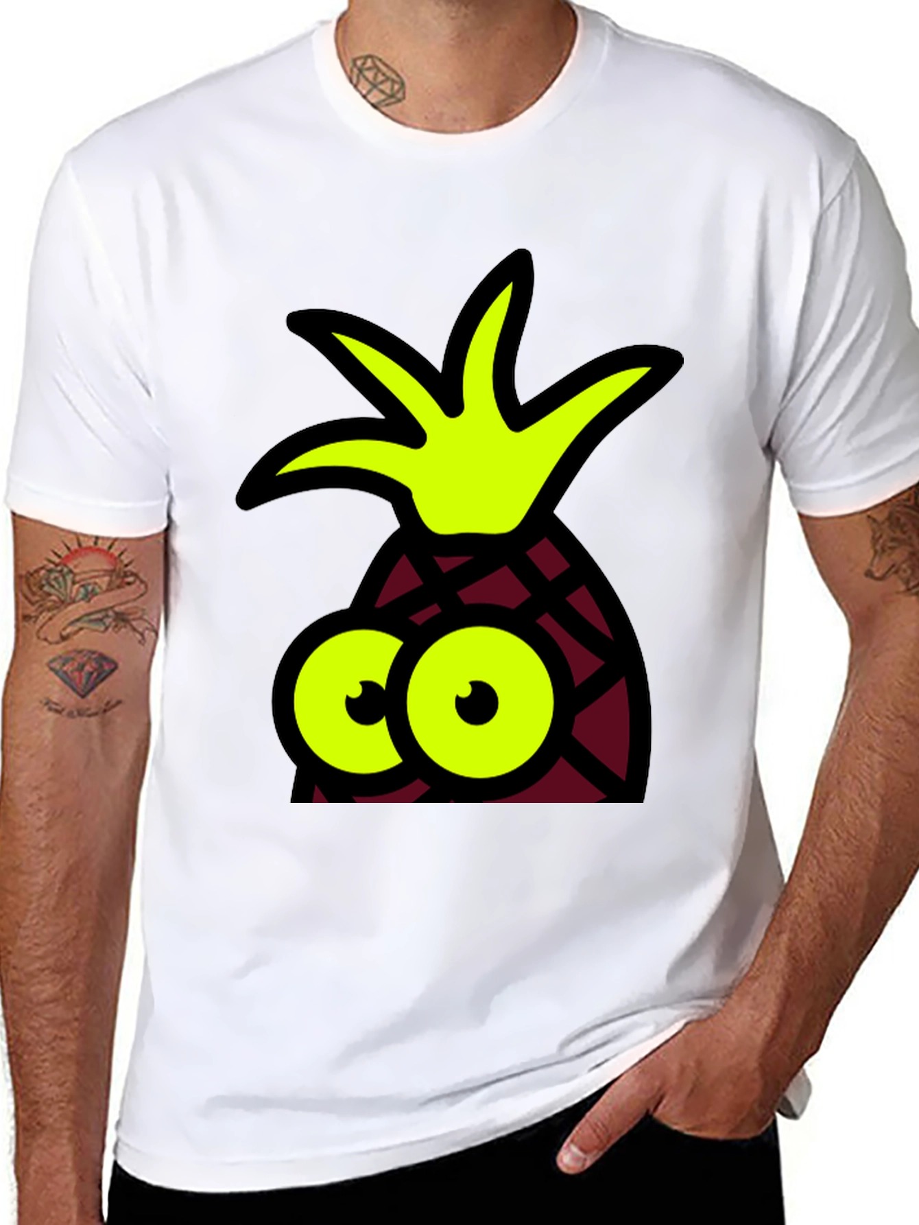 Pineapple Googly Eyes Black T-Shirt