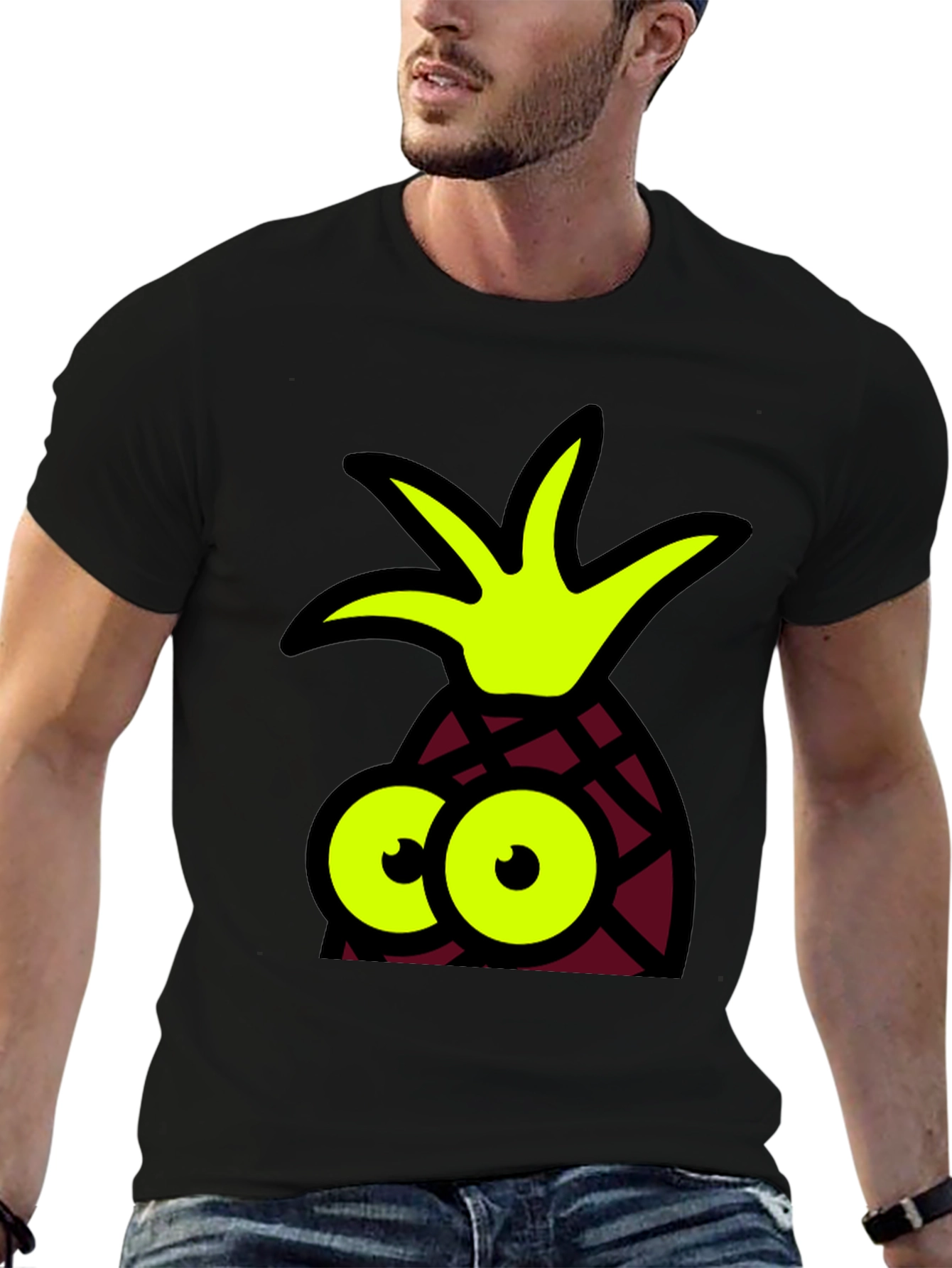 Pineapple Googly Eyes Black T-Shirt