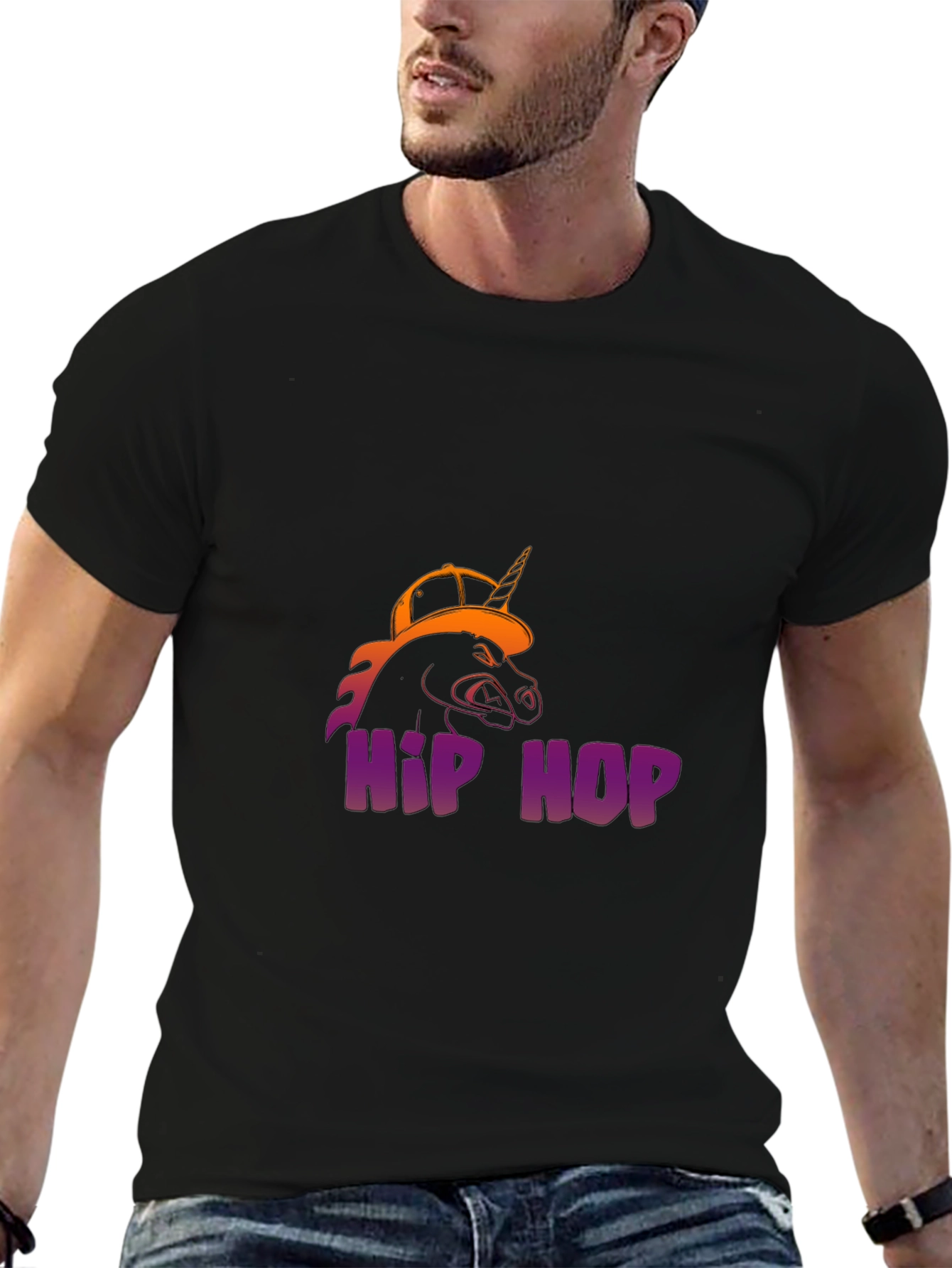 Hip Hop Unicorn Black T-Shirt