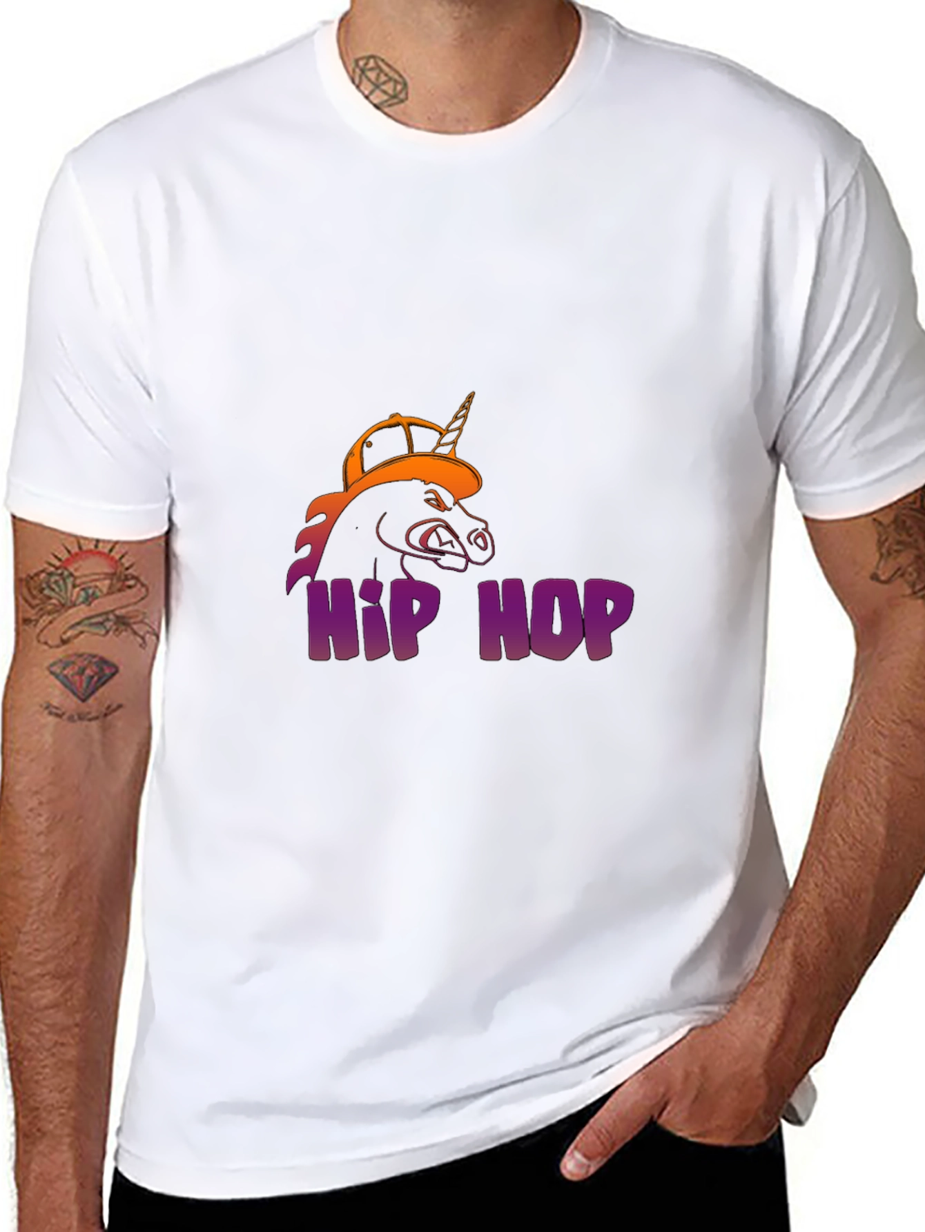 Hip Hop Unicorn Black T-Shirt