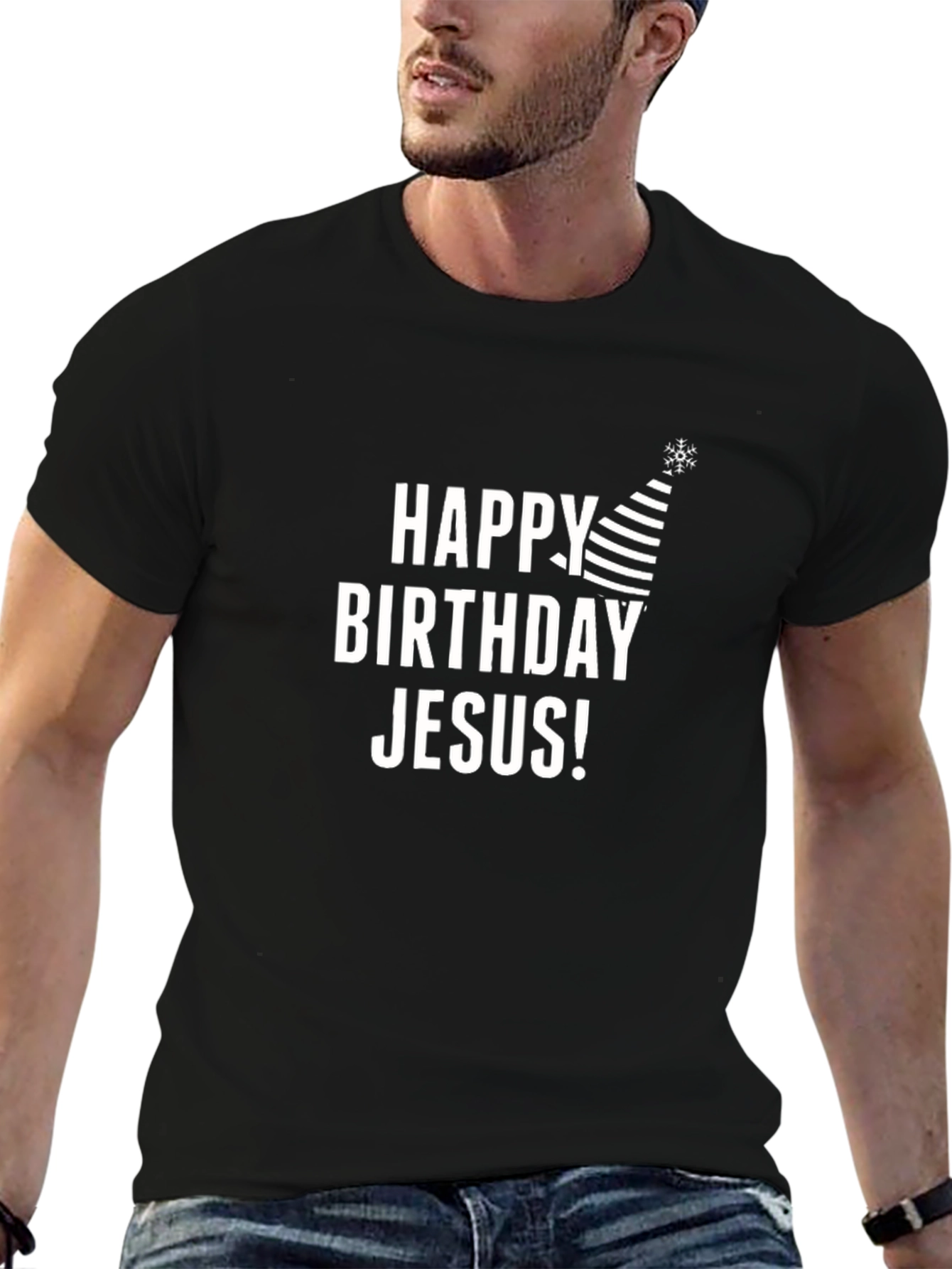Happy Birthday Jesus T-Shirt Black Holiday Graphic Tee