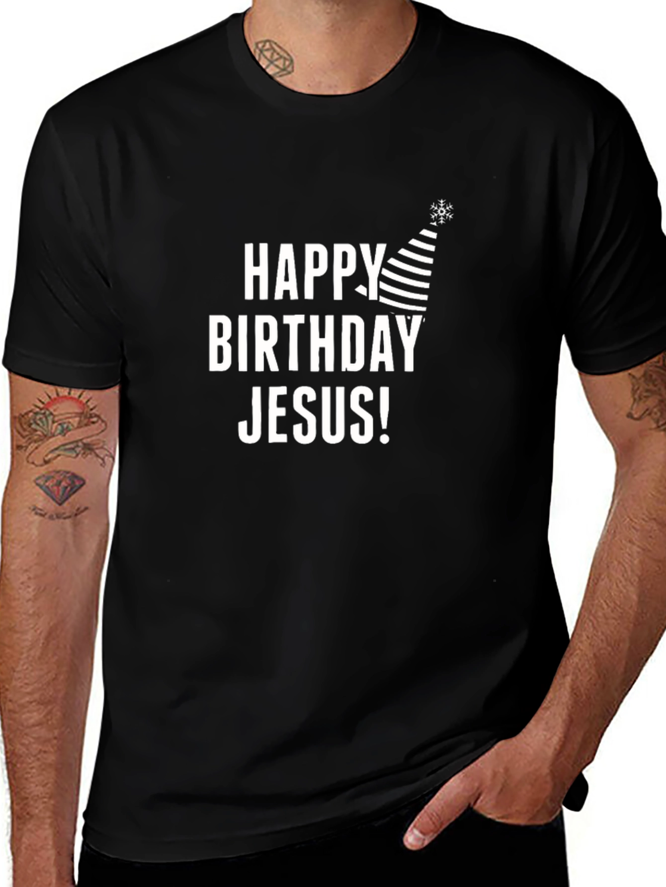 Happy Birthday Jesus T-Shirt Black Holiday Graphic Tee