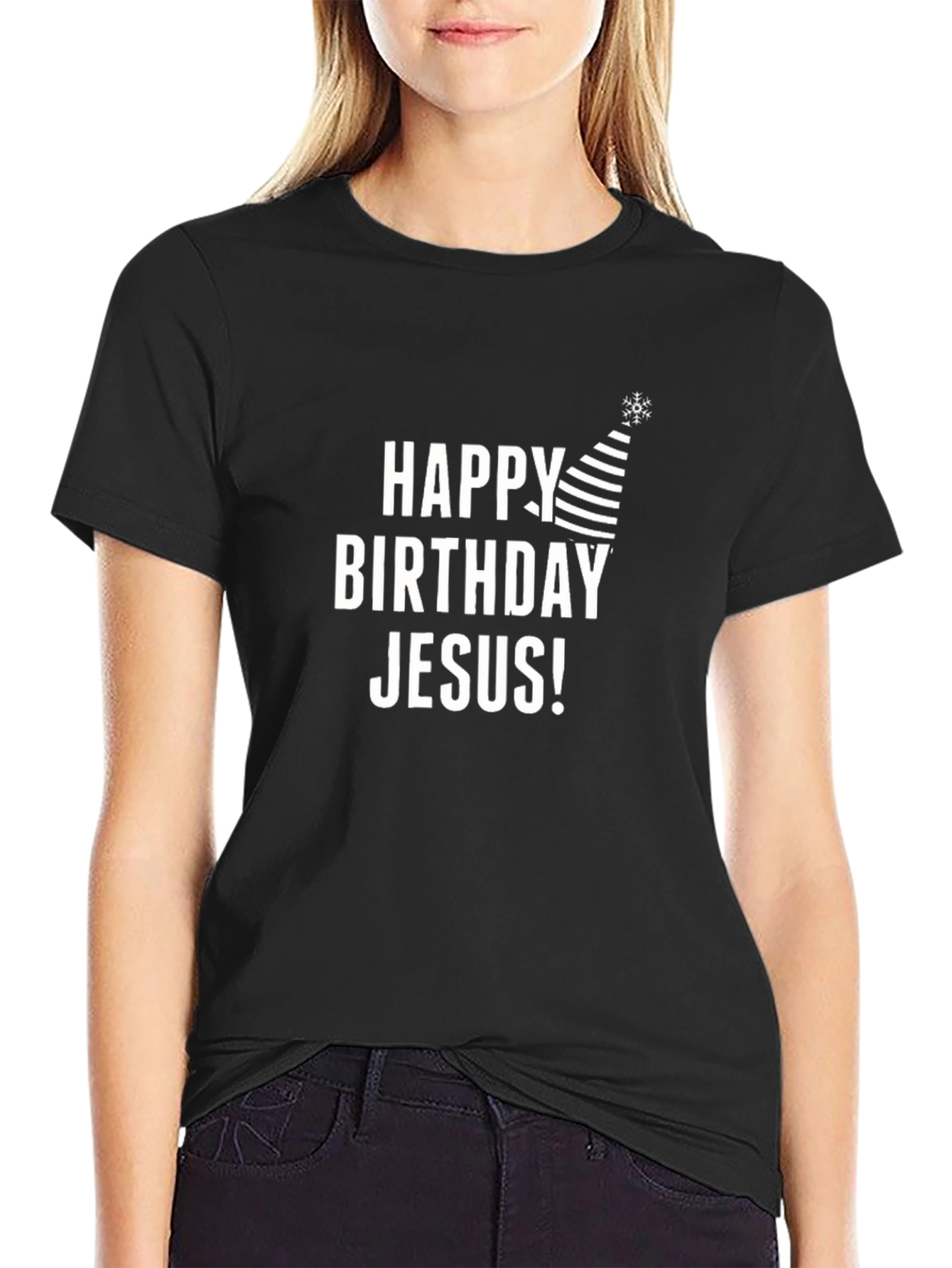 Happy Birthday Jesus T-Shirt Black Holiday Graphic Tee