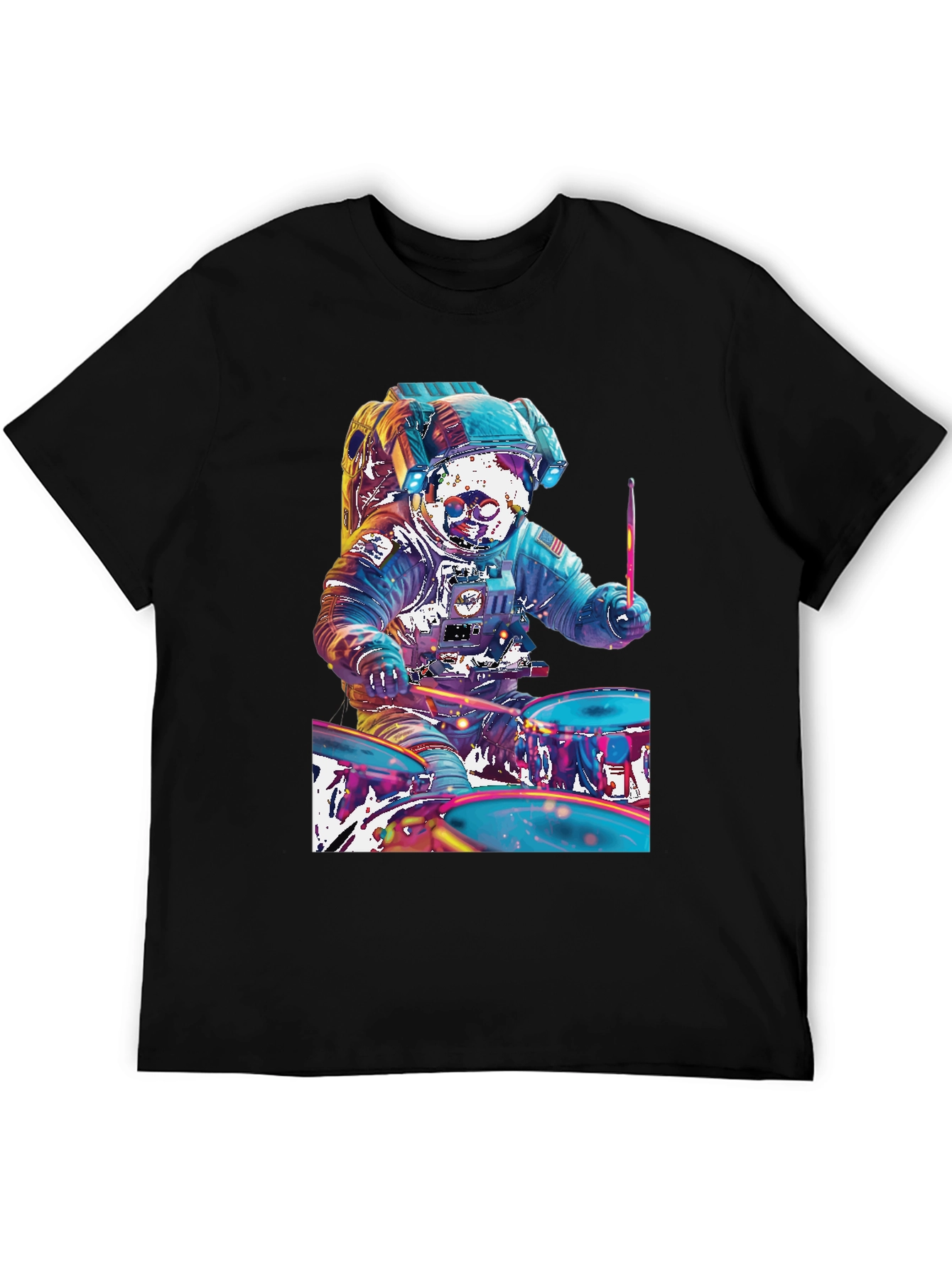 Astronaut Drummer Graphic T-Shirt