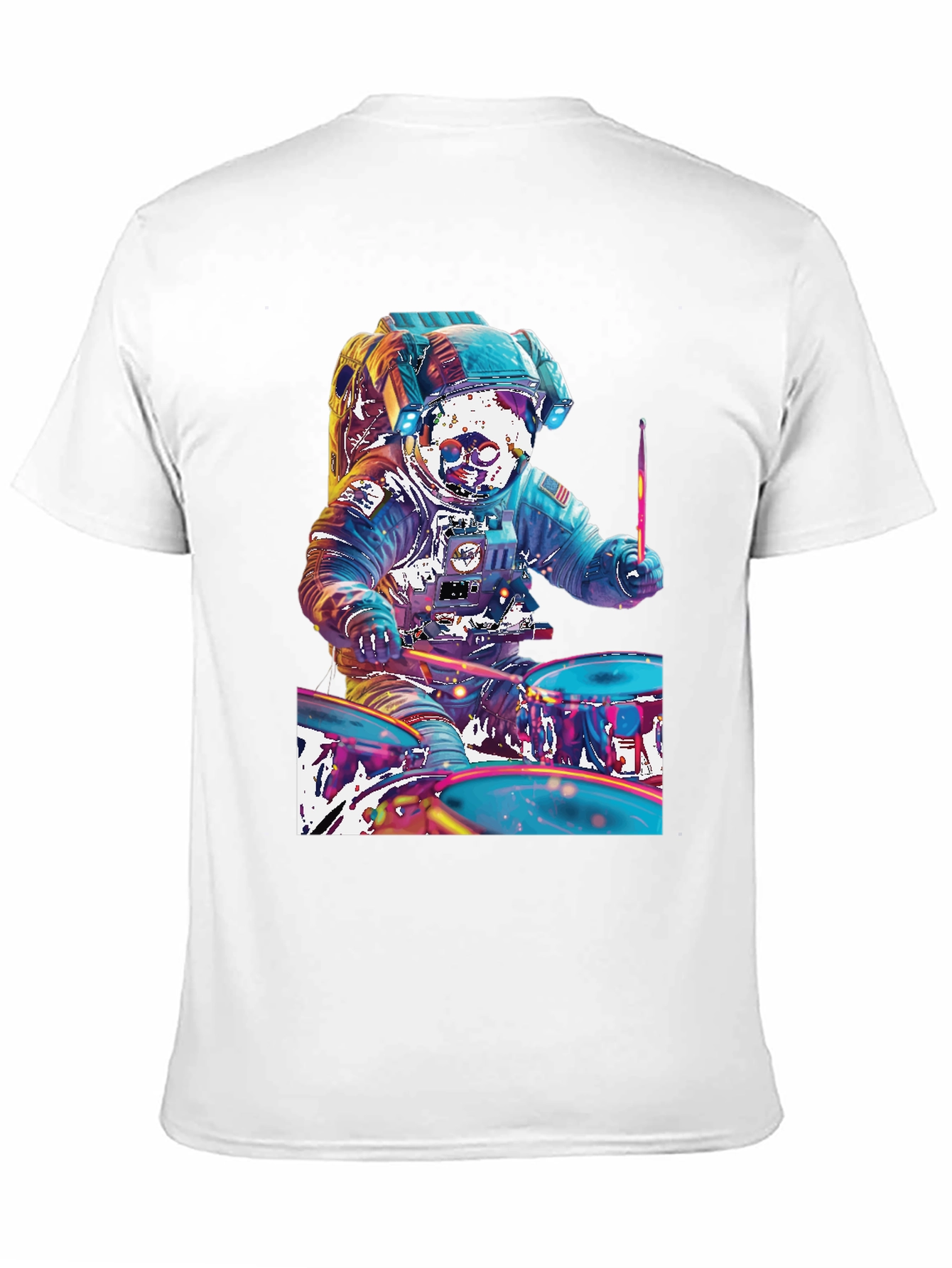 Astronaut Drummer Graphic T-Shirt