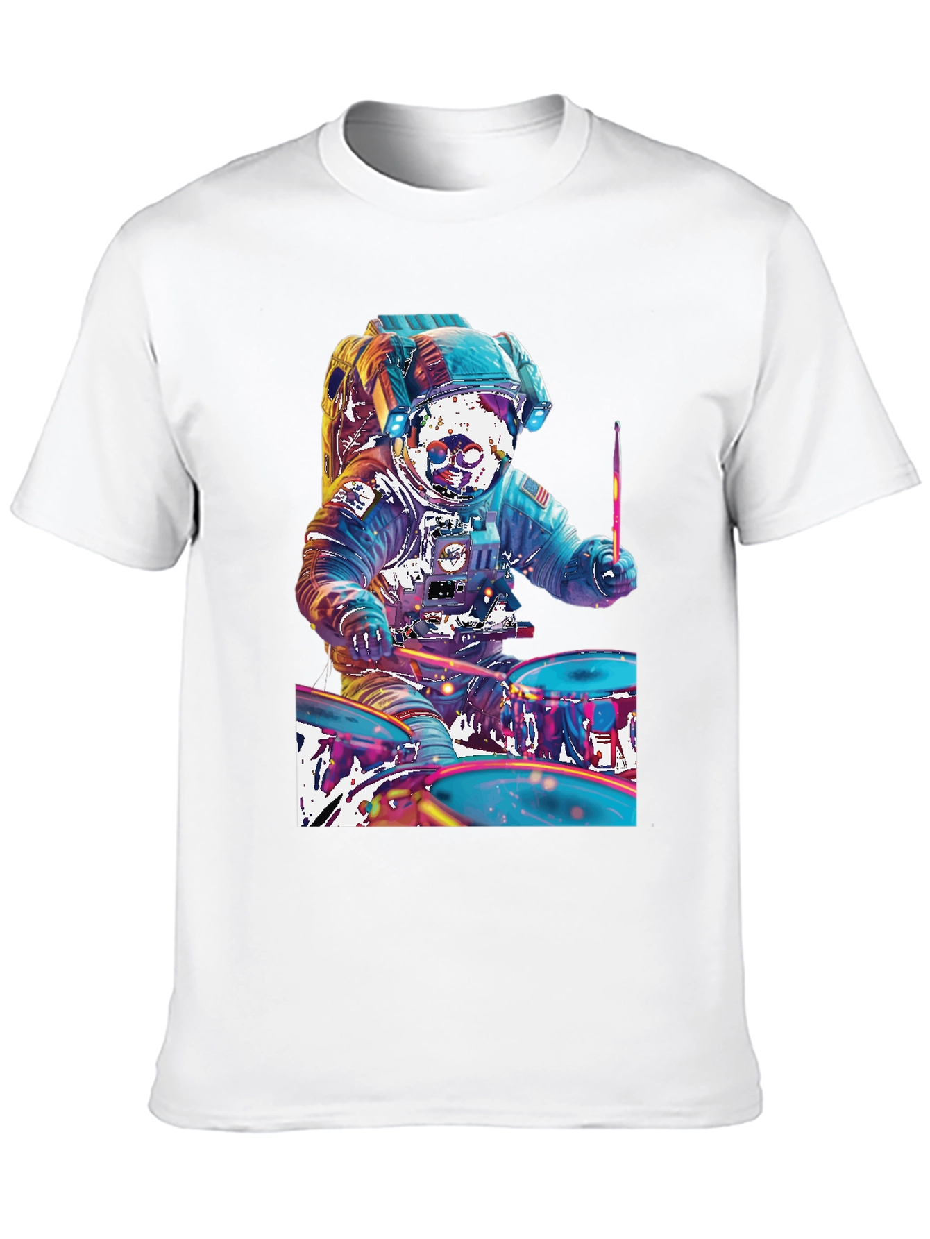 Astronaut Drummer Graphic T-Shirt