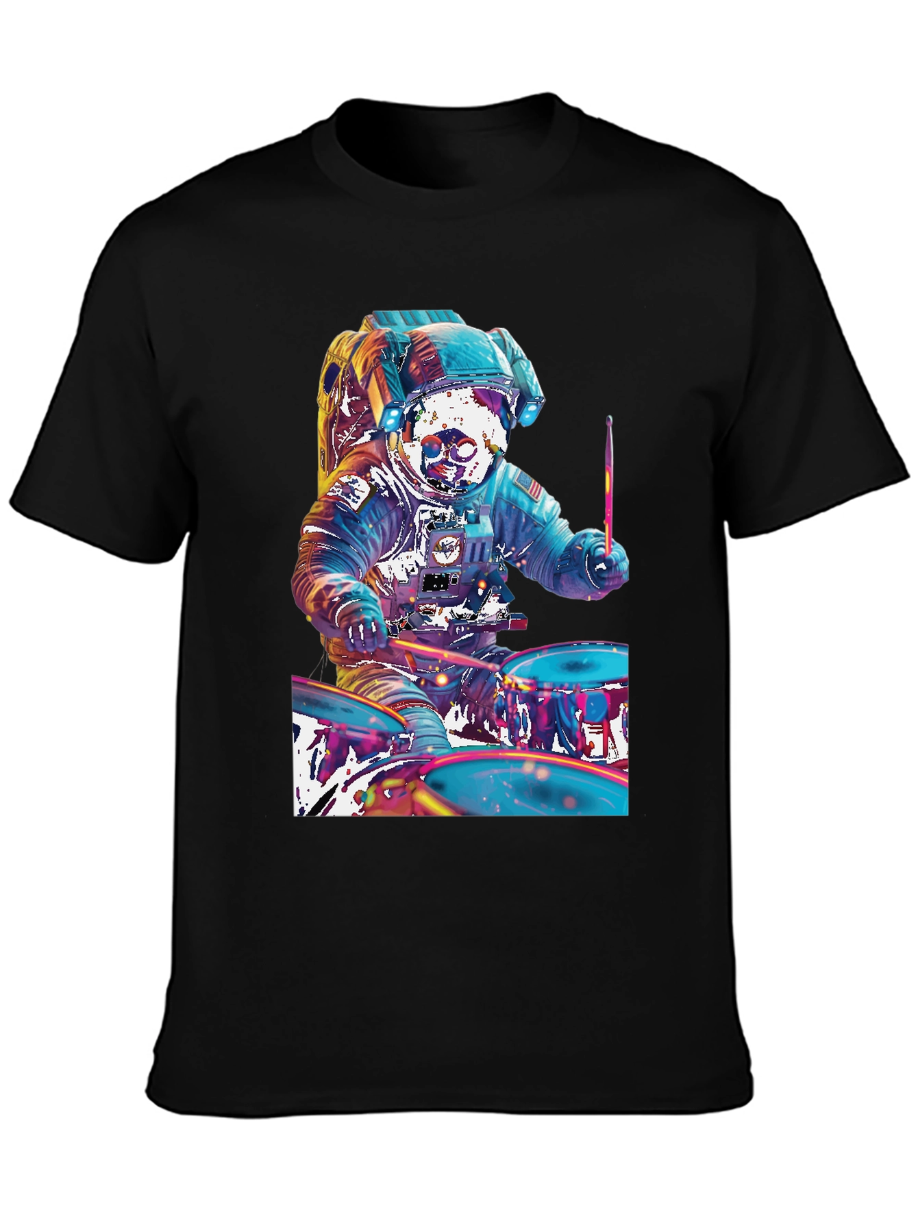 Astronaut Drummer Graphic T-Shirt