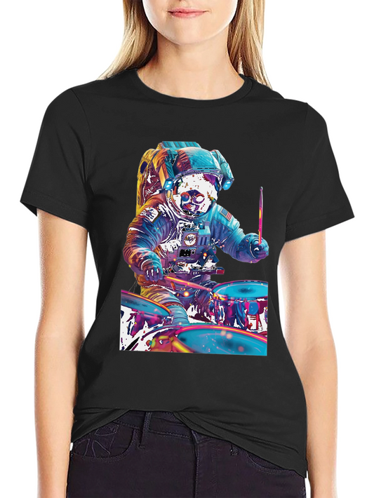 Astronaut Drummer Graphic T-Shirt