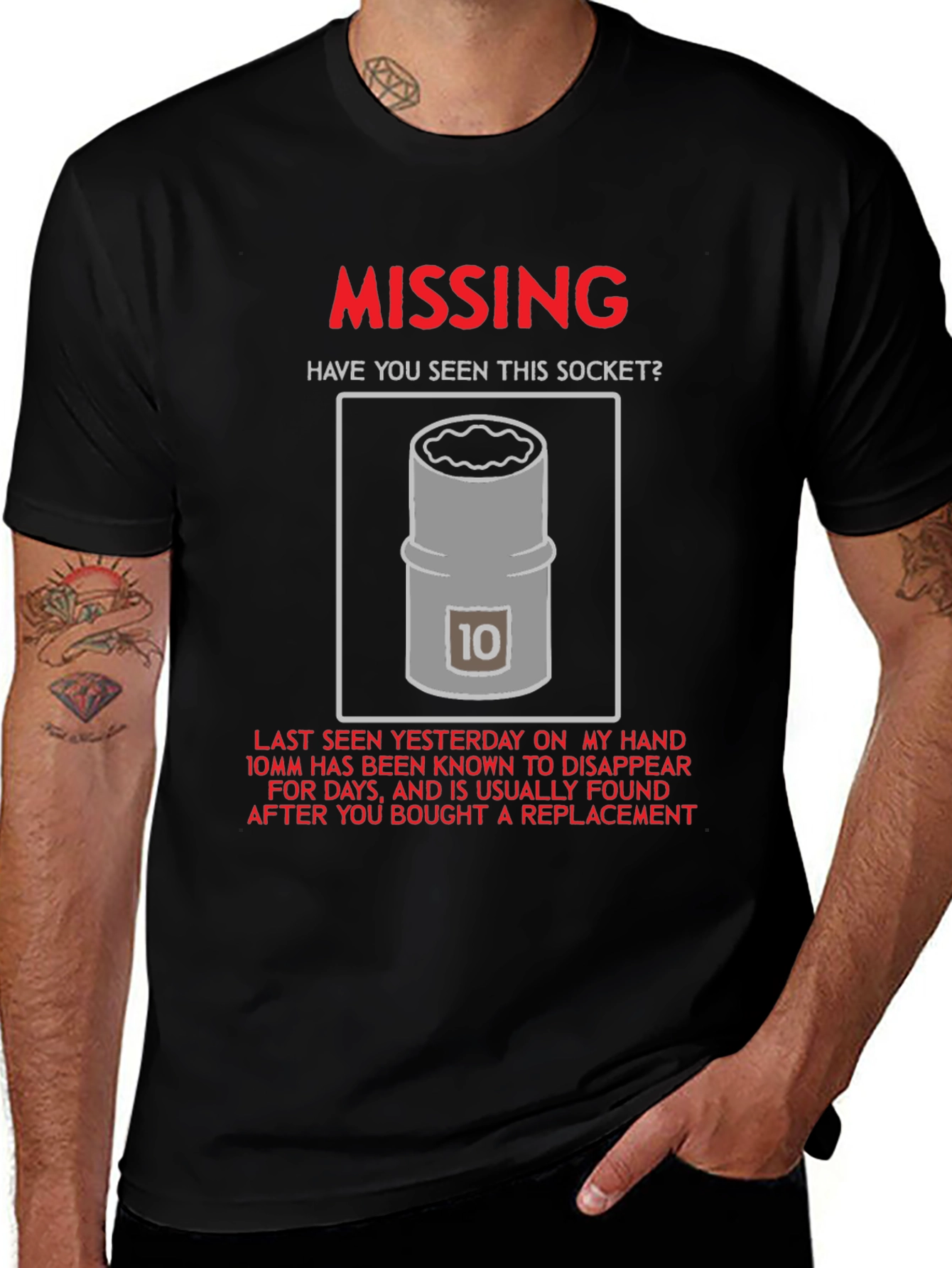 Missing 10mm Socket T-Shirt - Humorous Mechanic Tee