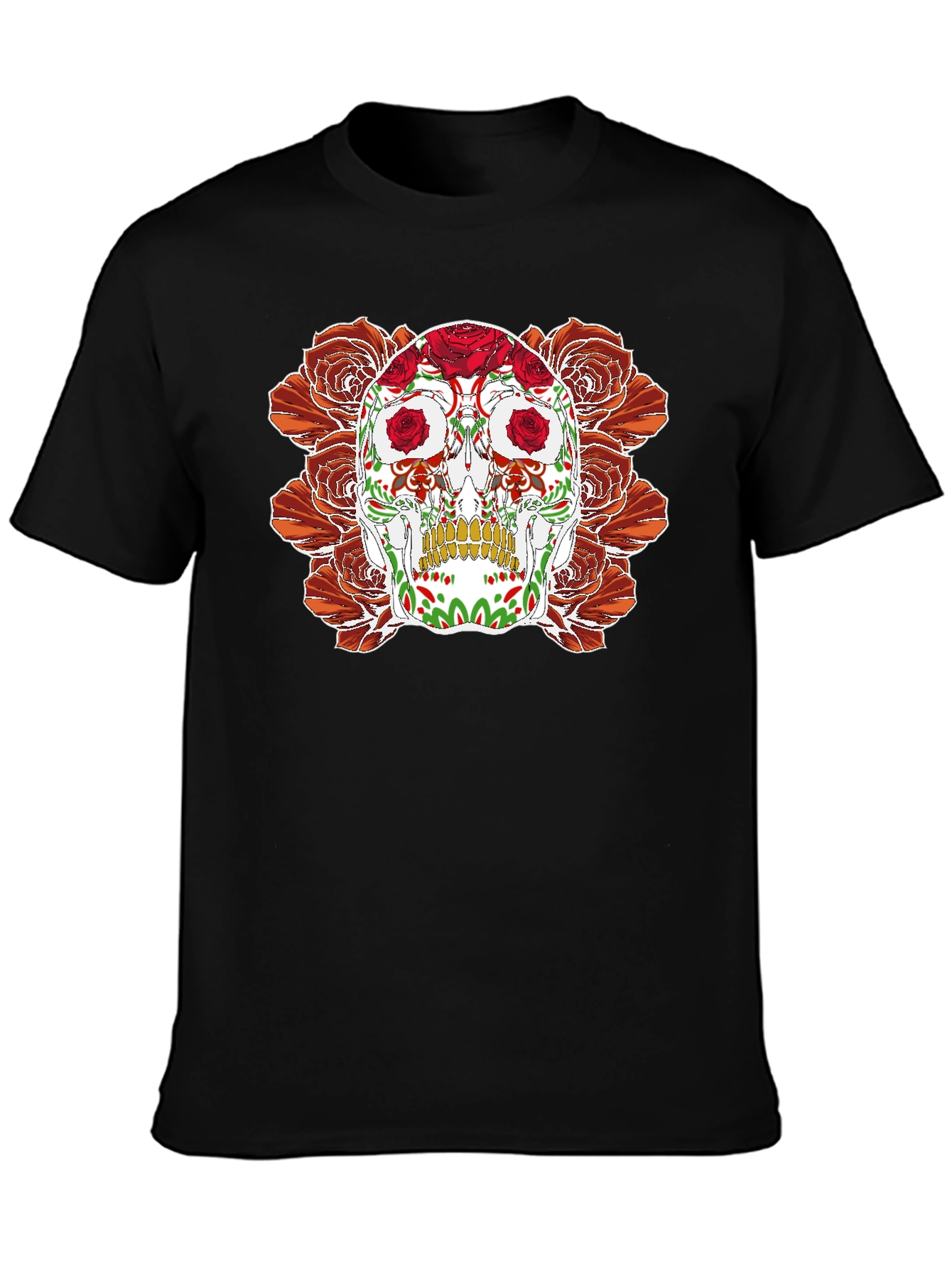 Day of the Dead Skull & Roses Graphic Tee