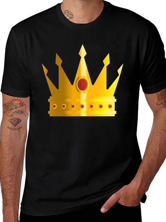 Golden Crown Graphic Tee - Black Crew Neck T-Shirt