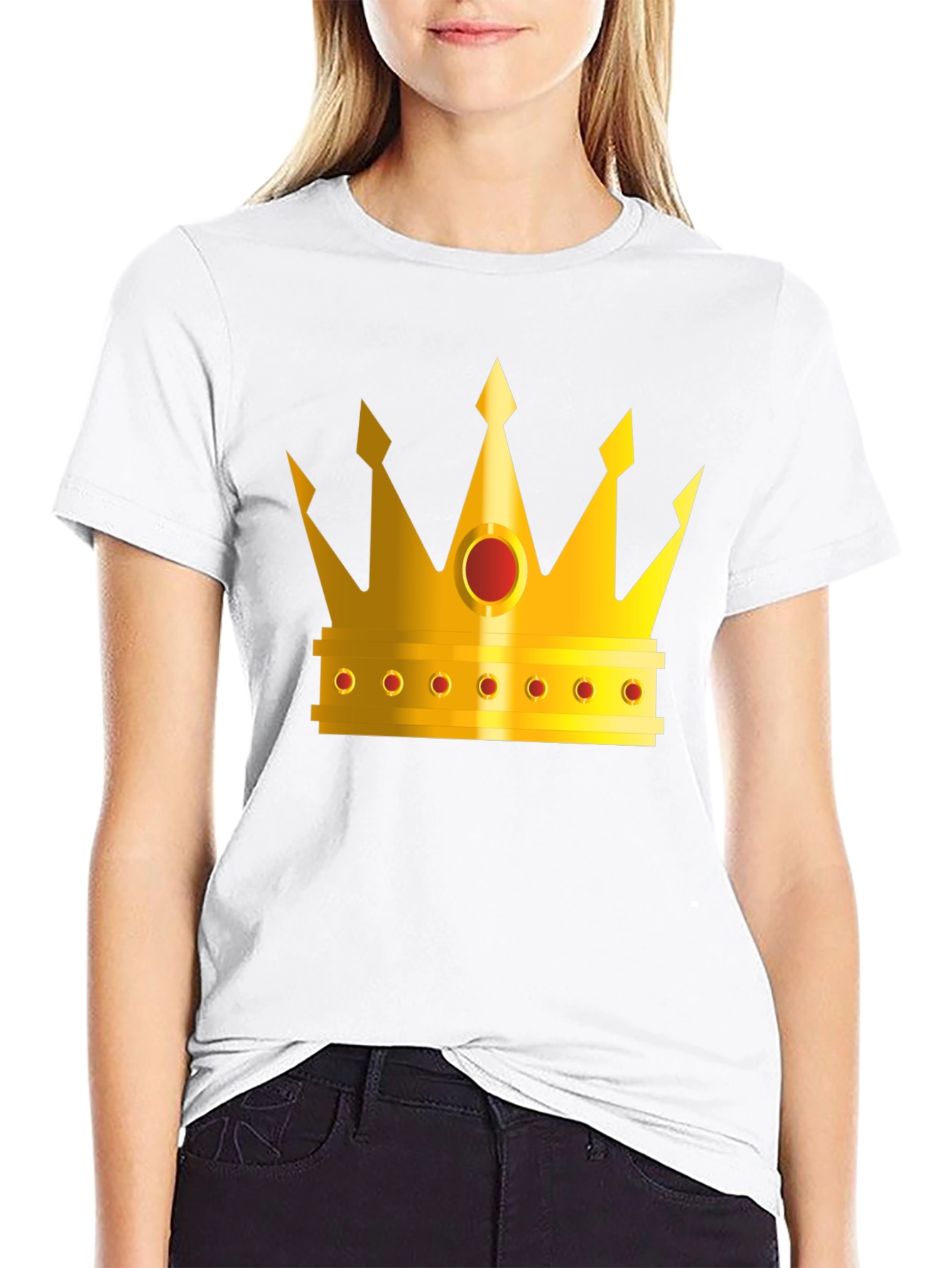 Golden Crown Graphic Tee - Black Crew Neck T-Shirt